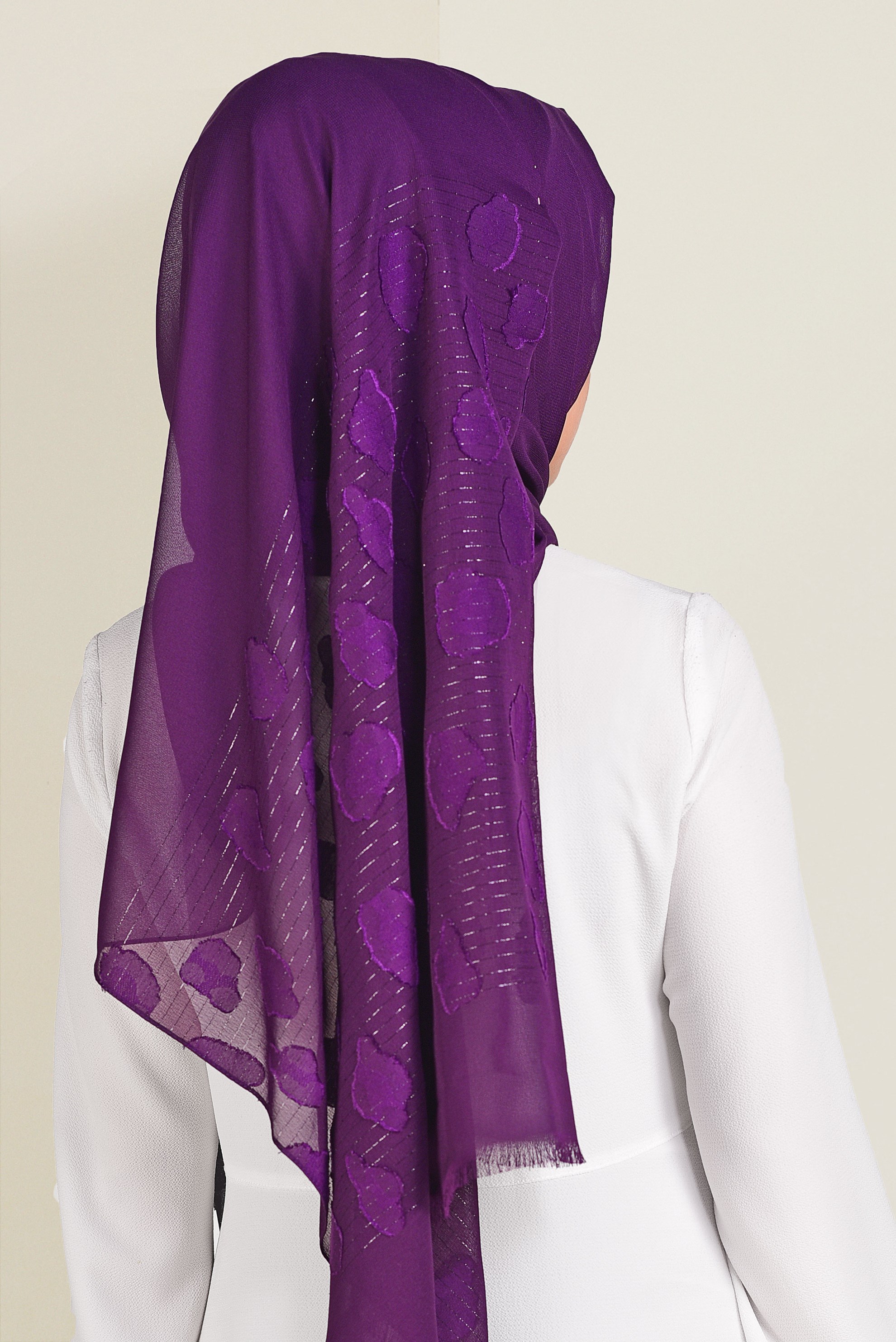 Tesettür giyim FUŞYA 9913 ALVİNA SİMLİ ŞİFON ŞAL