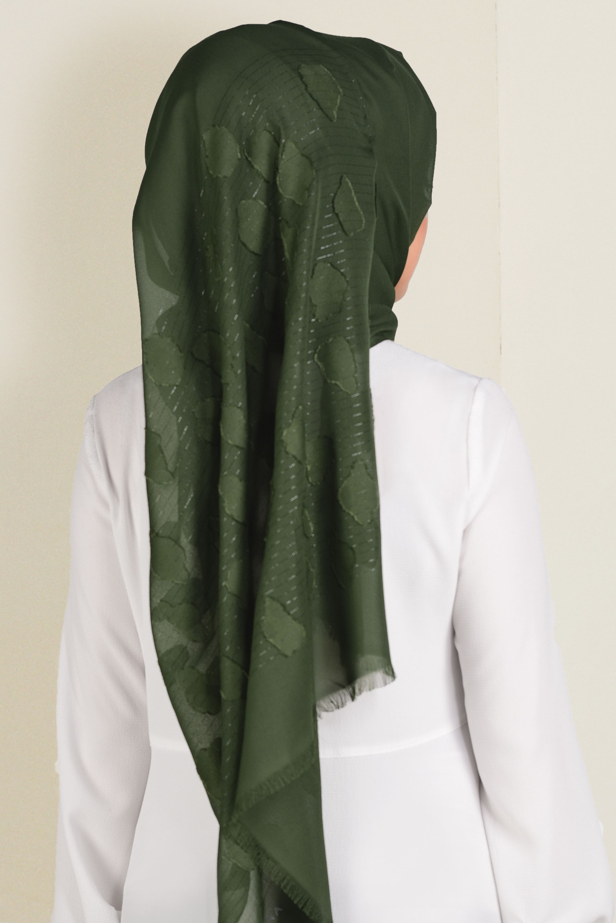 Tesettür giyim HAKİ 9913 ALVİNA SİMLİ ŞİFON ŞAL