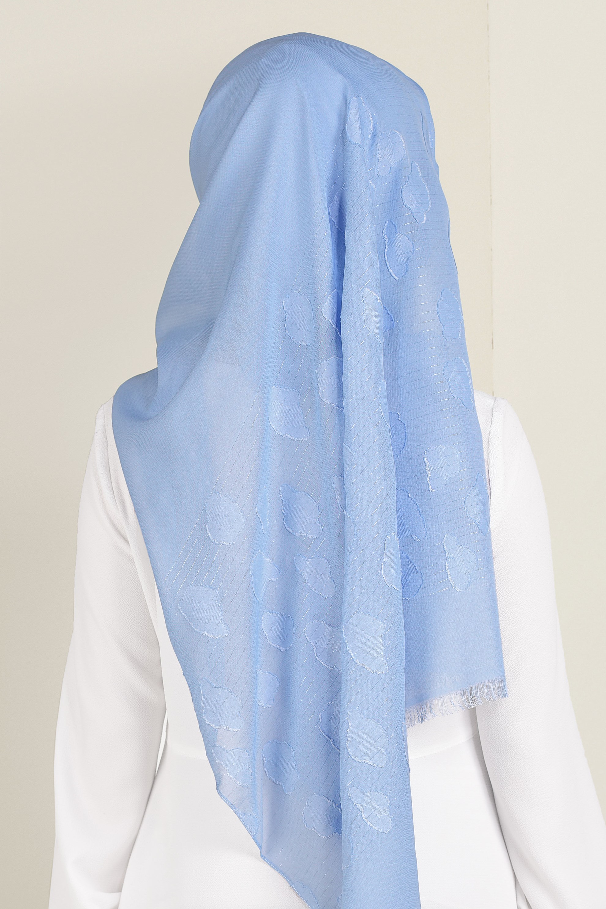 Tesettür giyim MAVİ 9913 ALVİNA SİMLİ ŞİFON ŞAL