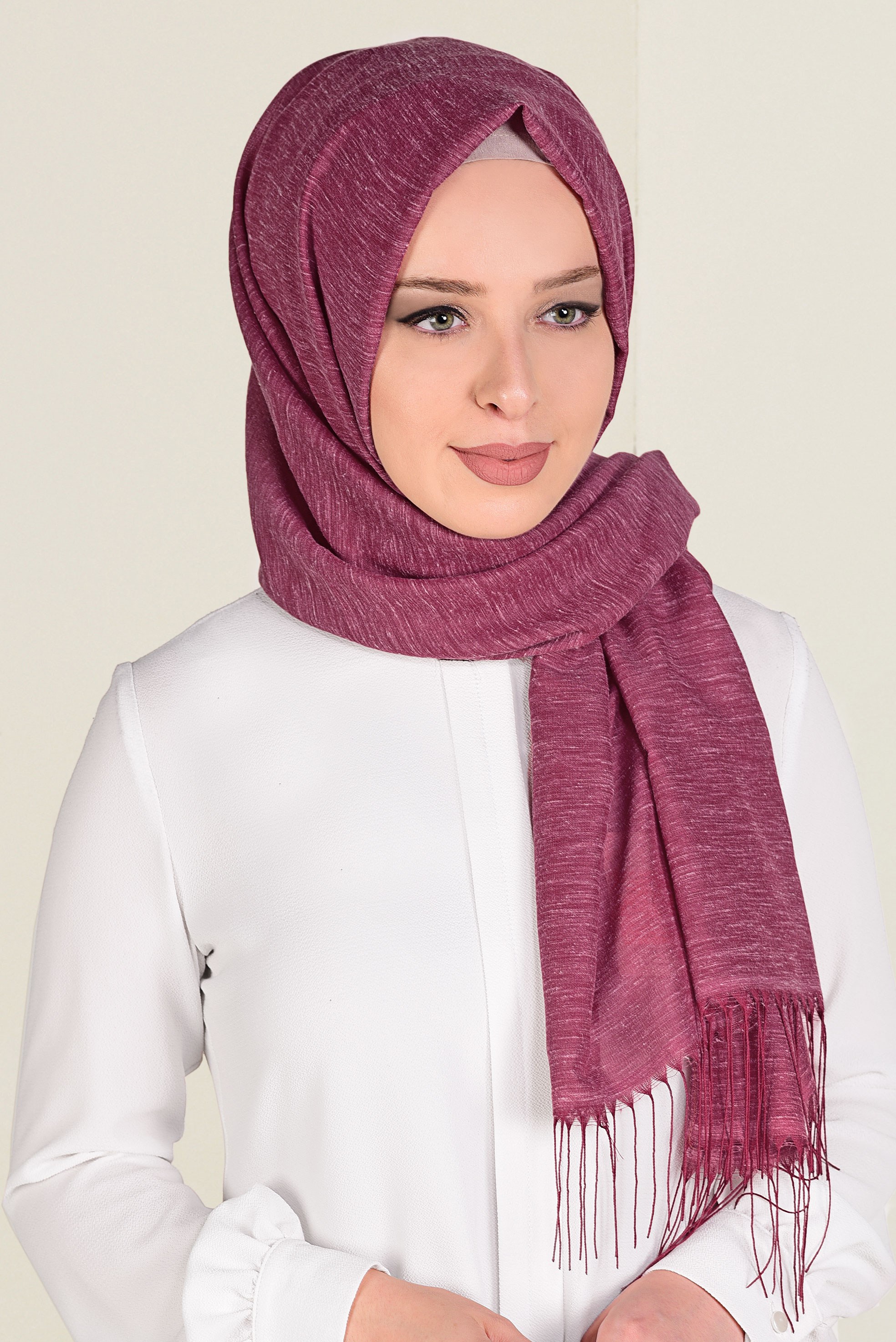 Tesettür giyim KIRMIZI 9914 ALVİNA KETEN  ŞAL