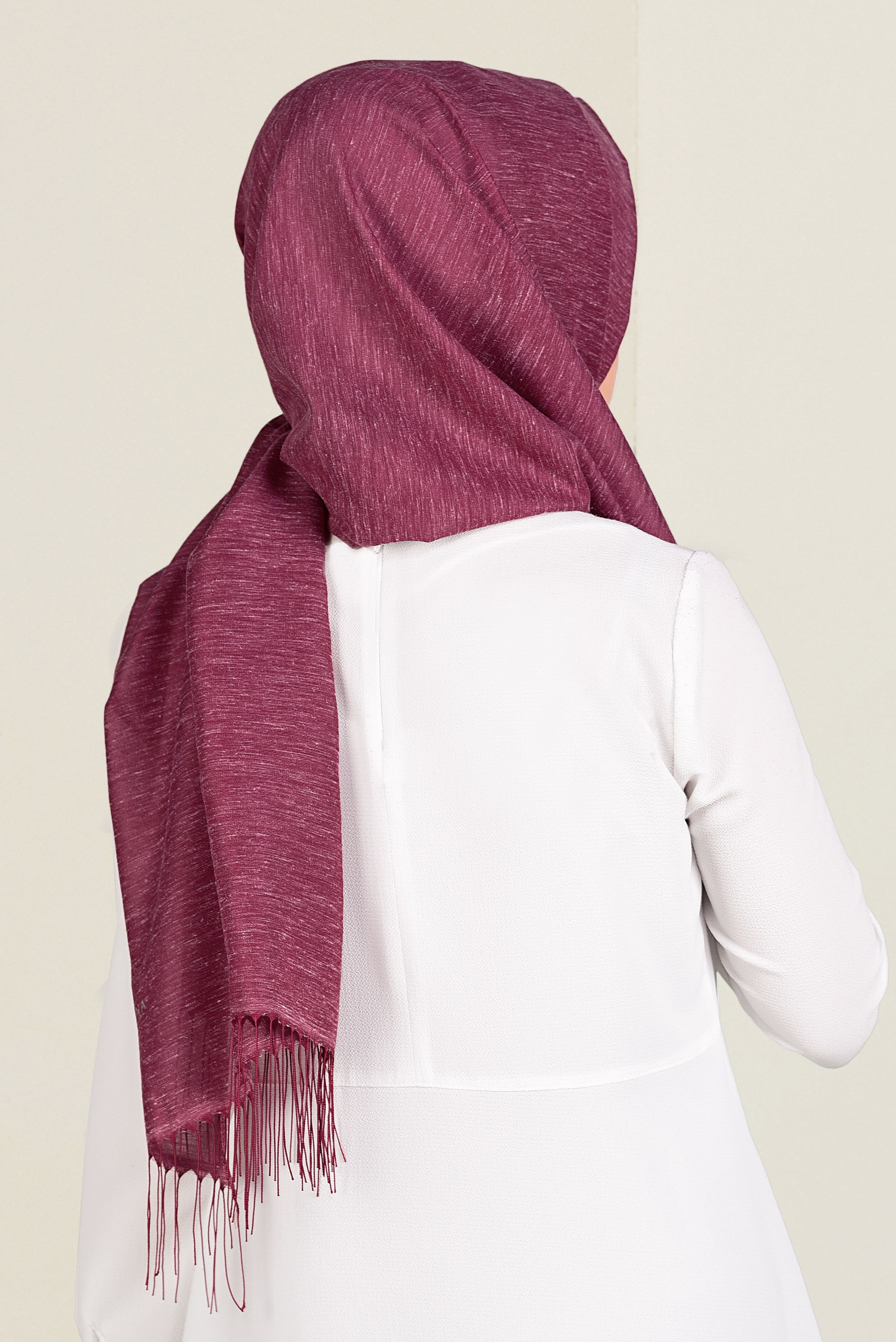 Tesettür giyim KIRMIZI 9914 ALVİNA KETEN  ŞAL