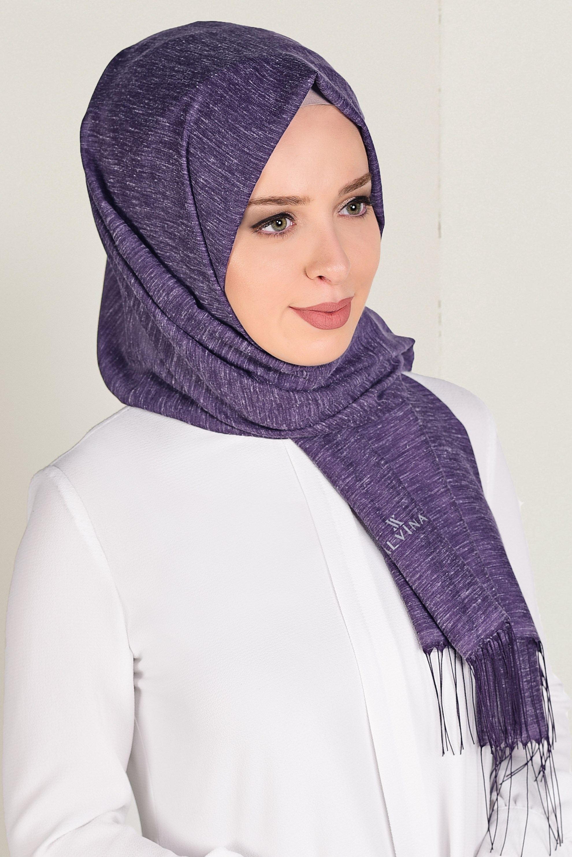Tesettür giyim MOR 9914 ALVİNA KETEN  ŞAL
