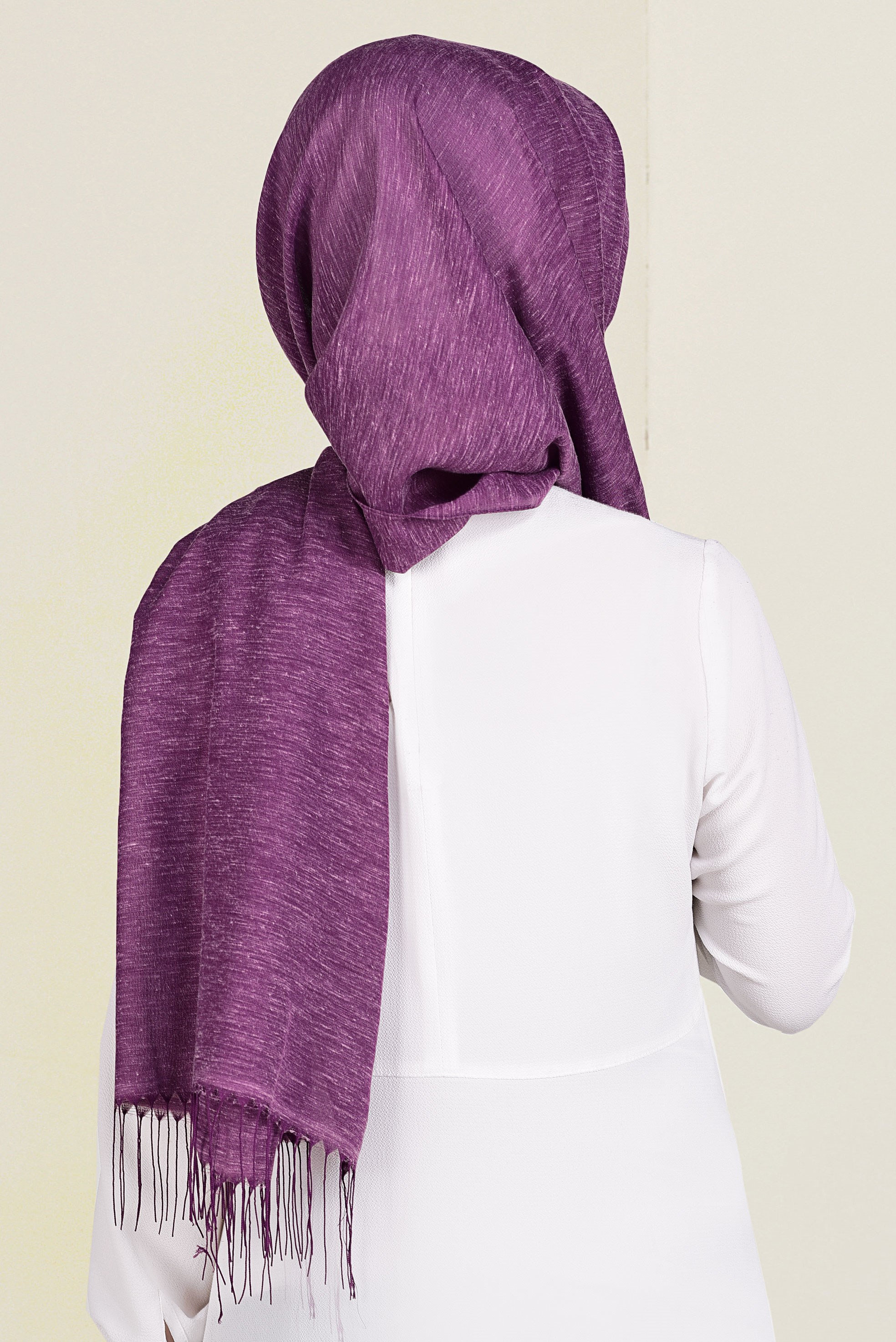 Tesettür giyim FUŞYA 9914 ALVİNA KETEN  ŞAL