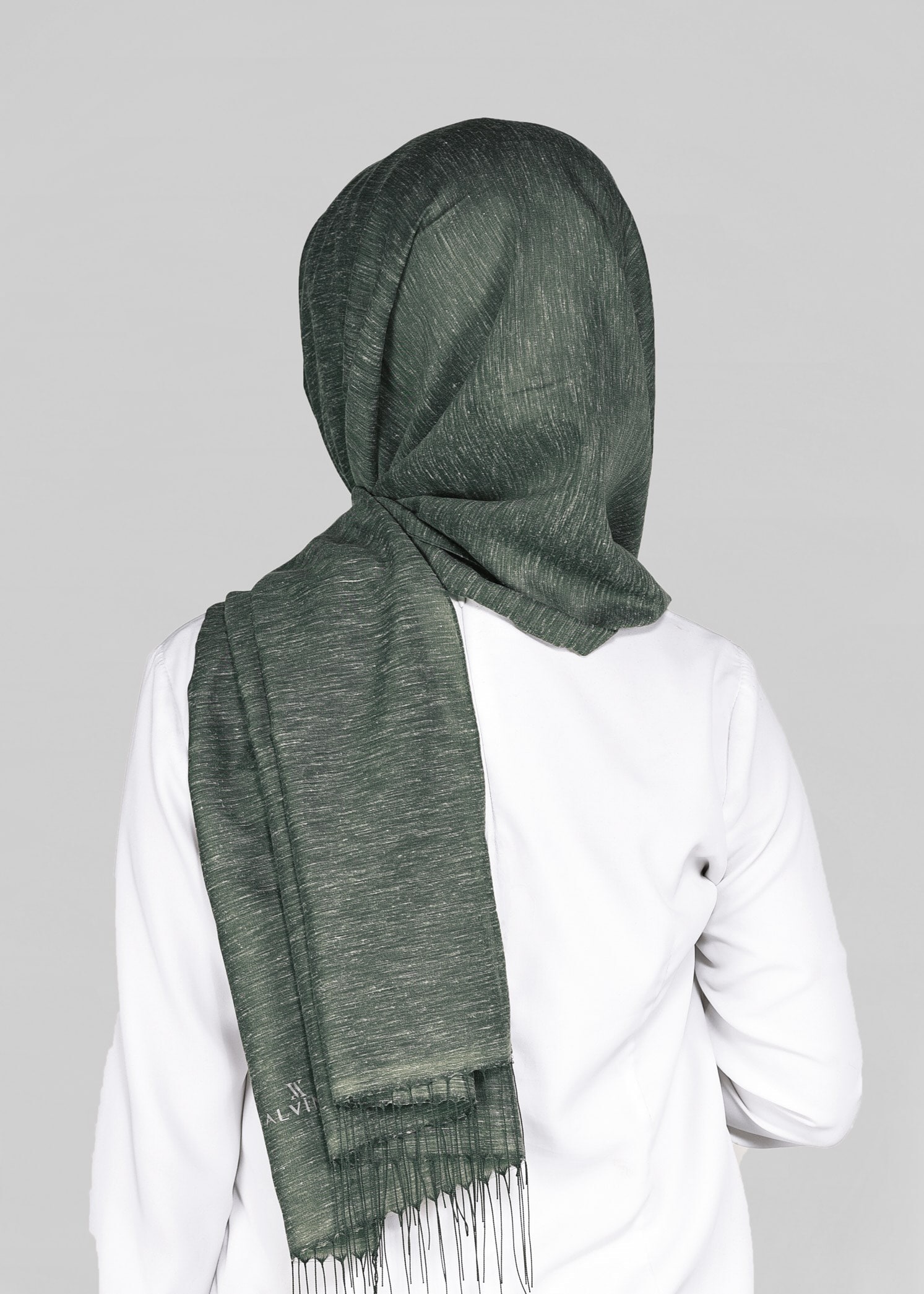 Tesettür giyim HAKİ 9914 ALVİNA KETEN  ŞAL