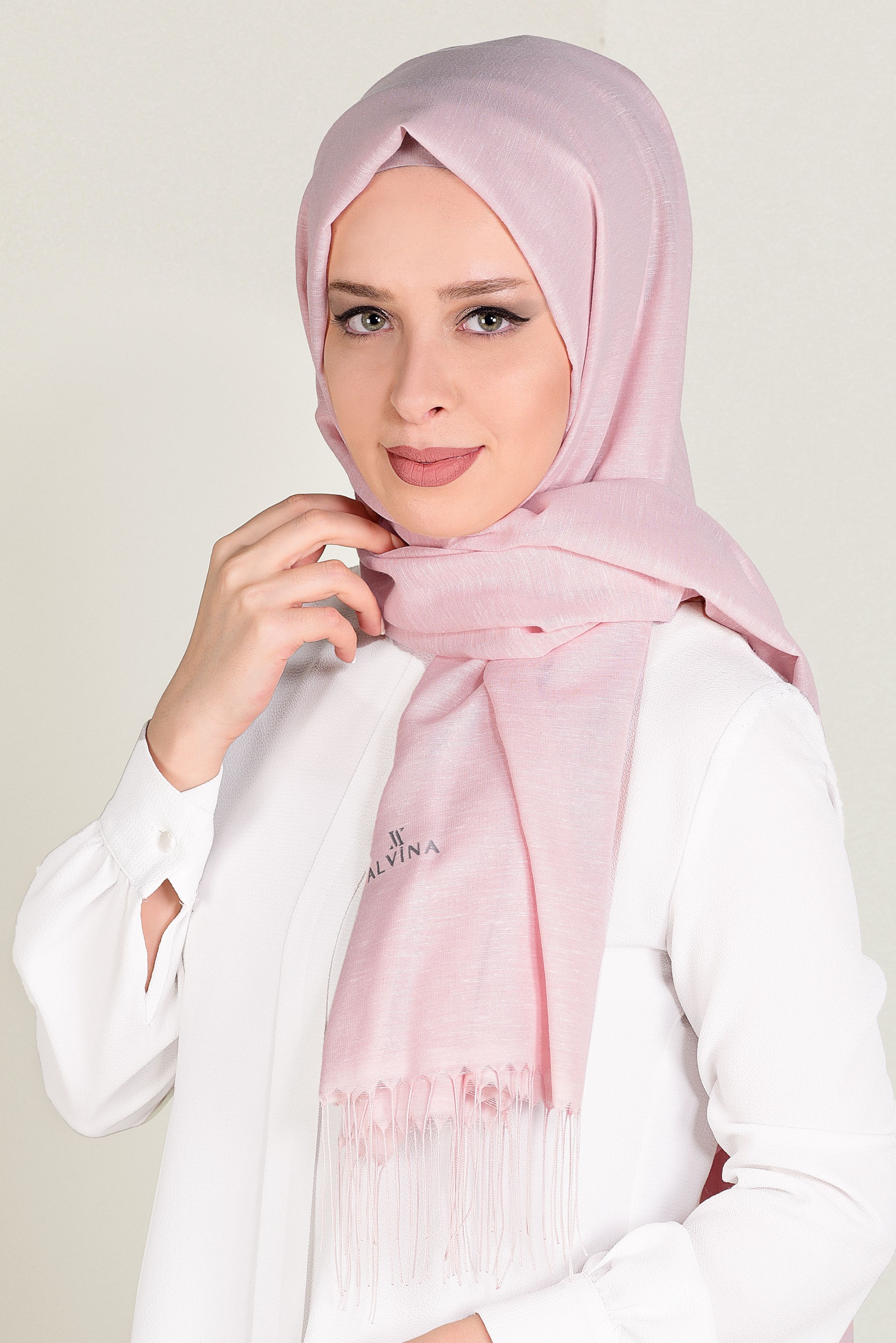 Tesettür giyim PUDRA 9914 ALVİNA KETEN  ŞAL