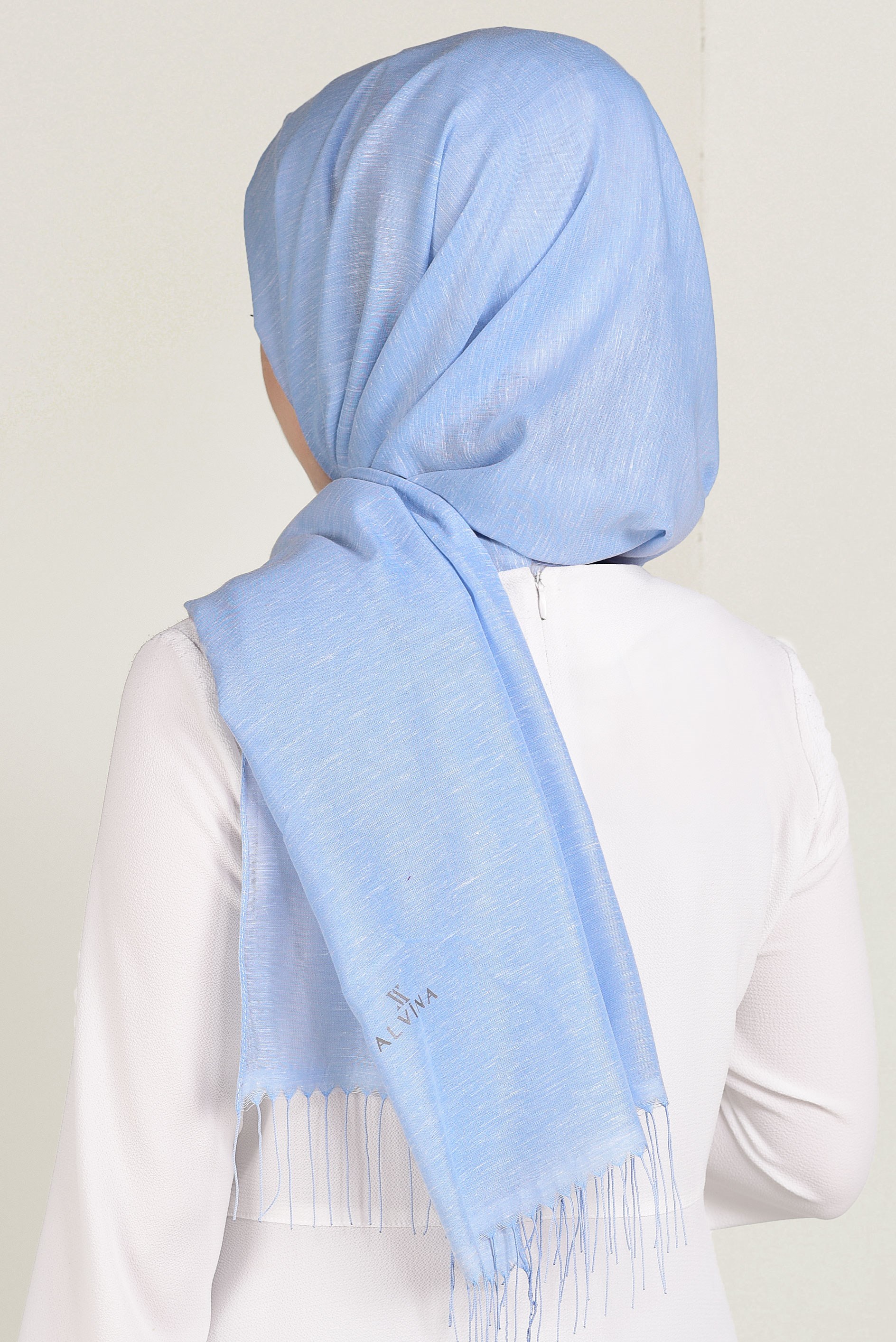 Tesettür giyim MAVİ 9914 ALVİNA KETEN  ŞAL