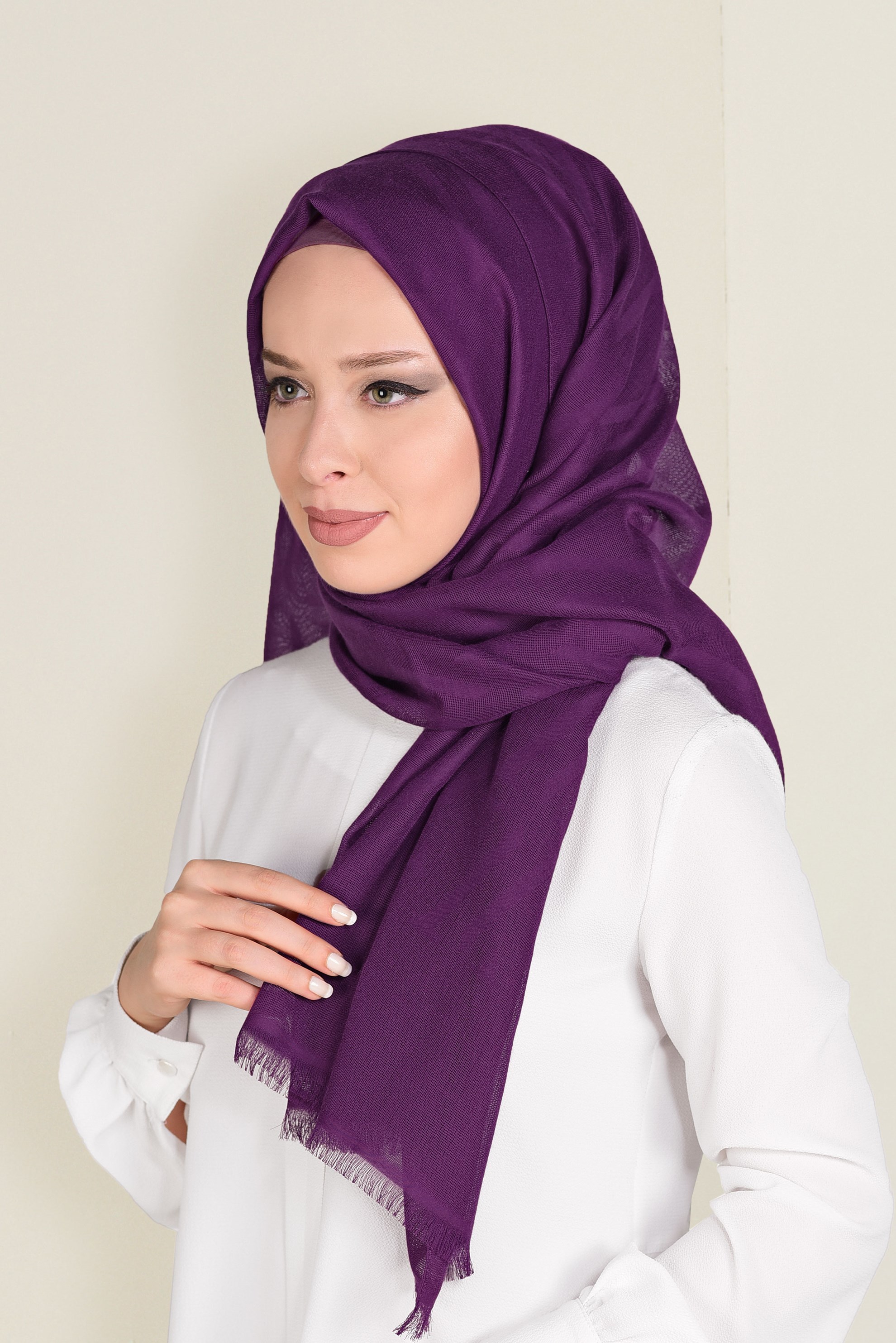 Tesettür giyim FUŞYA 9915 ALVİNA LOGOLU  ŞAL