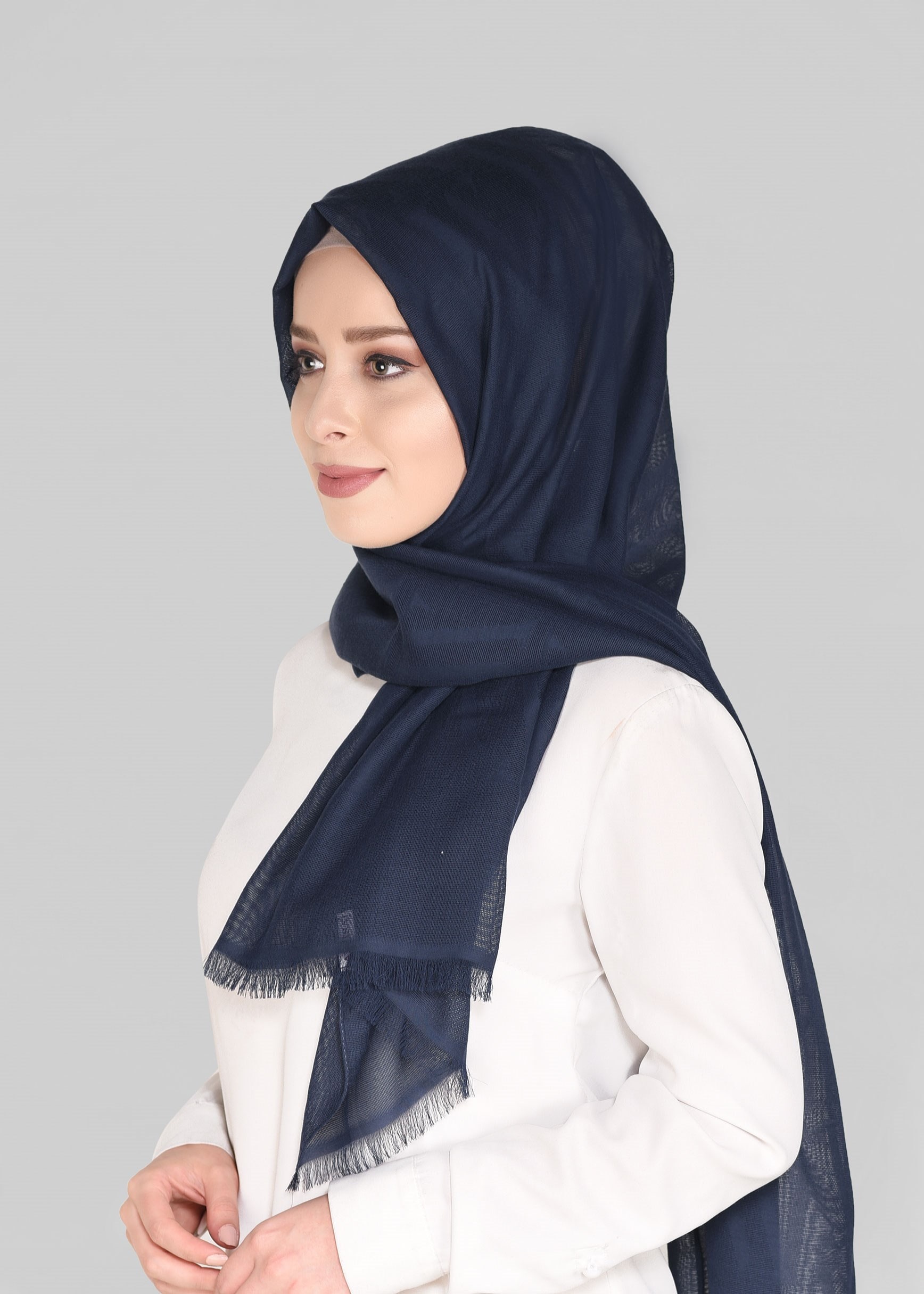 Tesettür giyim LACİVERT 9915 ALVİNA LOGOLU  ŞAL