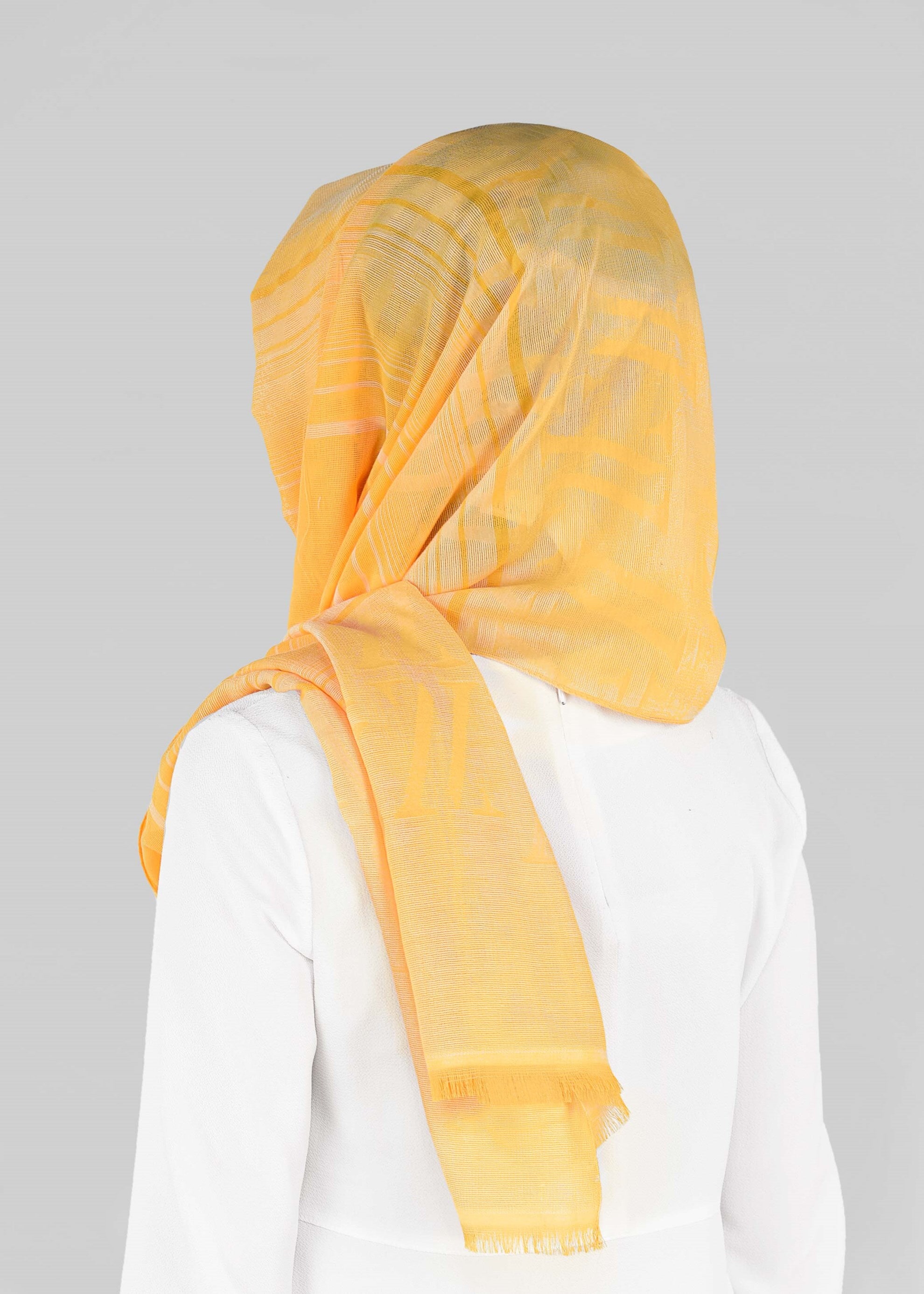 Tesettür giyim SARI 9916 ALVİNA ÇİZGİ LOGOLU  ŞAL