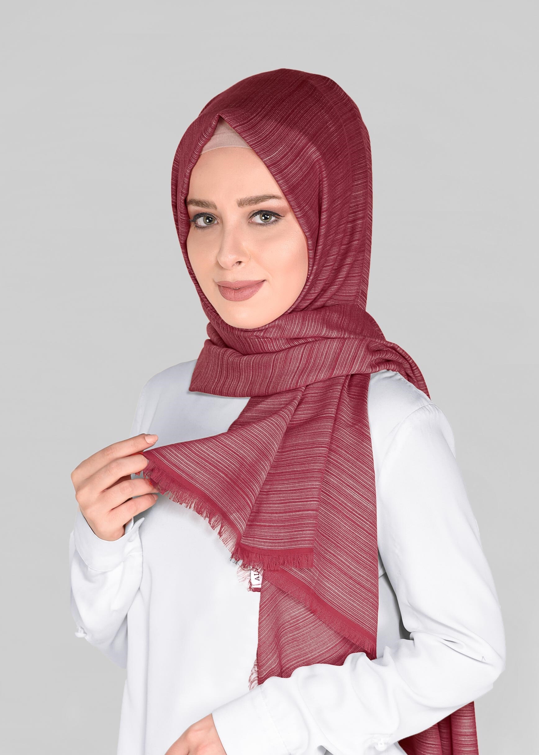 Tesettür giyim KIRMIZI ALVİNA ŞAL 9918
