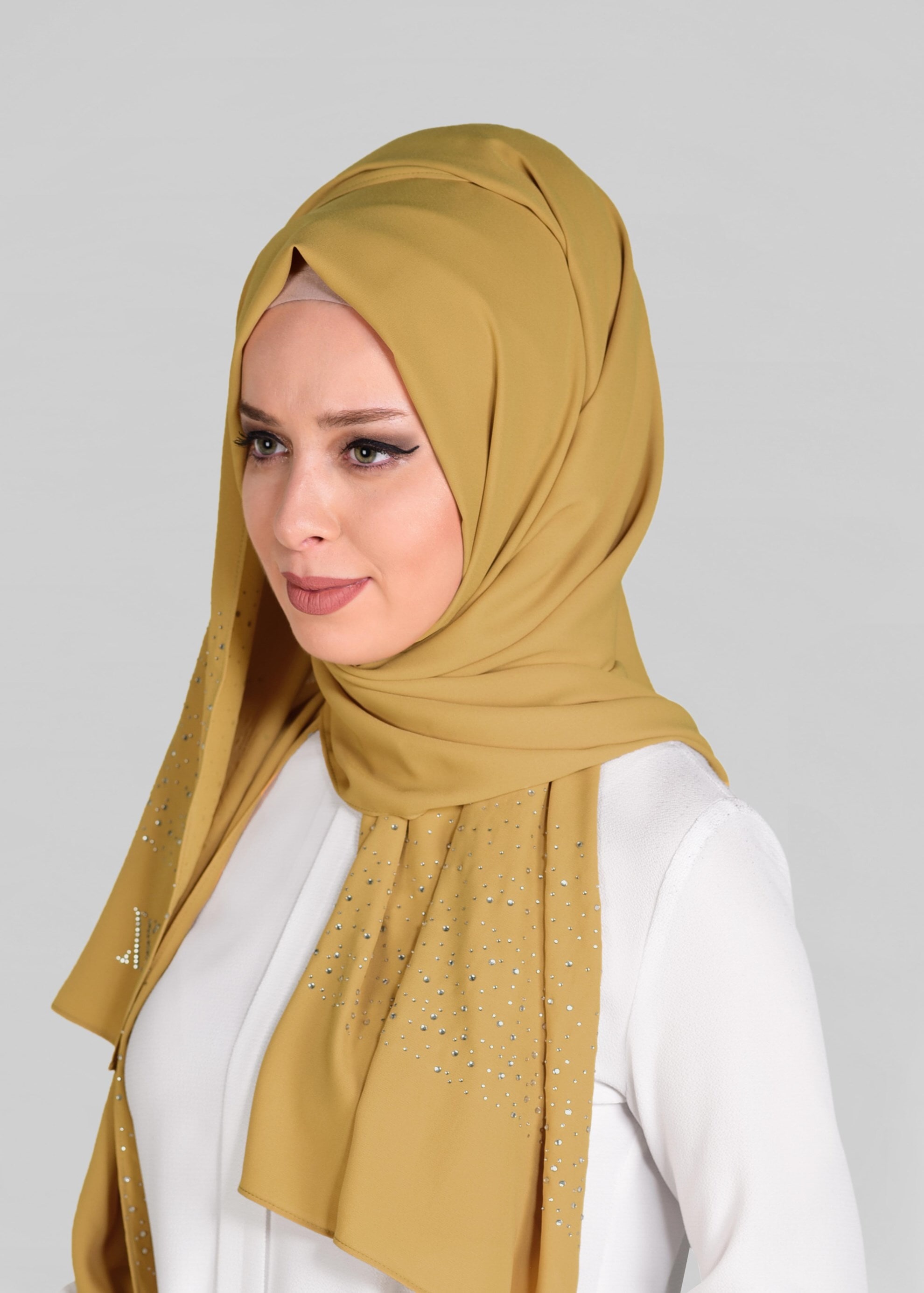 Tesettür giyim ALTIN 9920 ALVİNA ŞİFON TAŞLI ŞAL