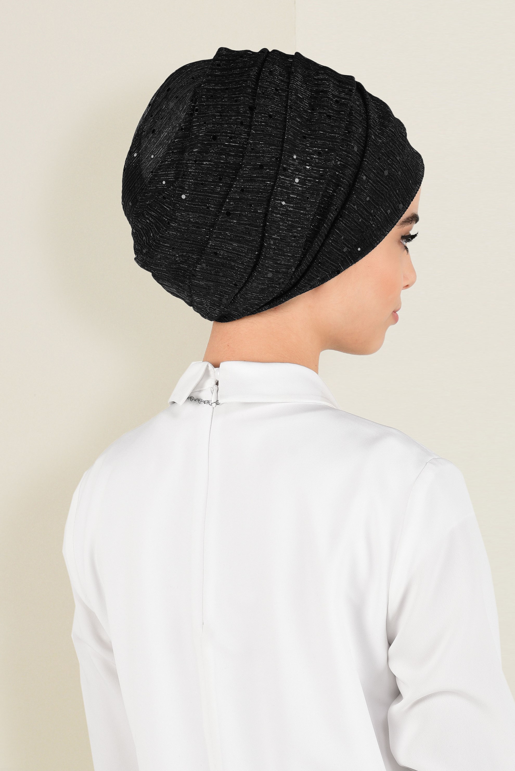 Tesettür giyim SİYAH 9921 ALVİNA SİMLİ PULLU ŞAL