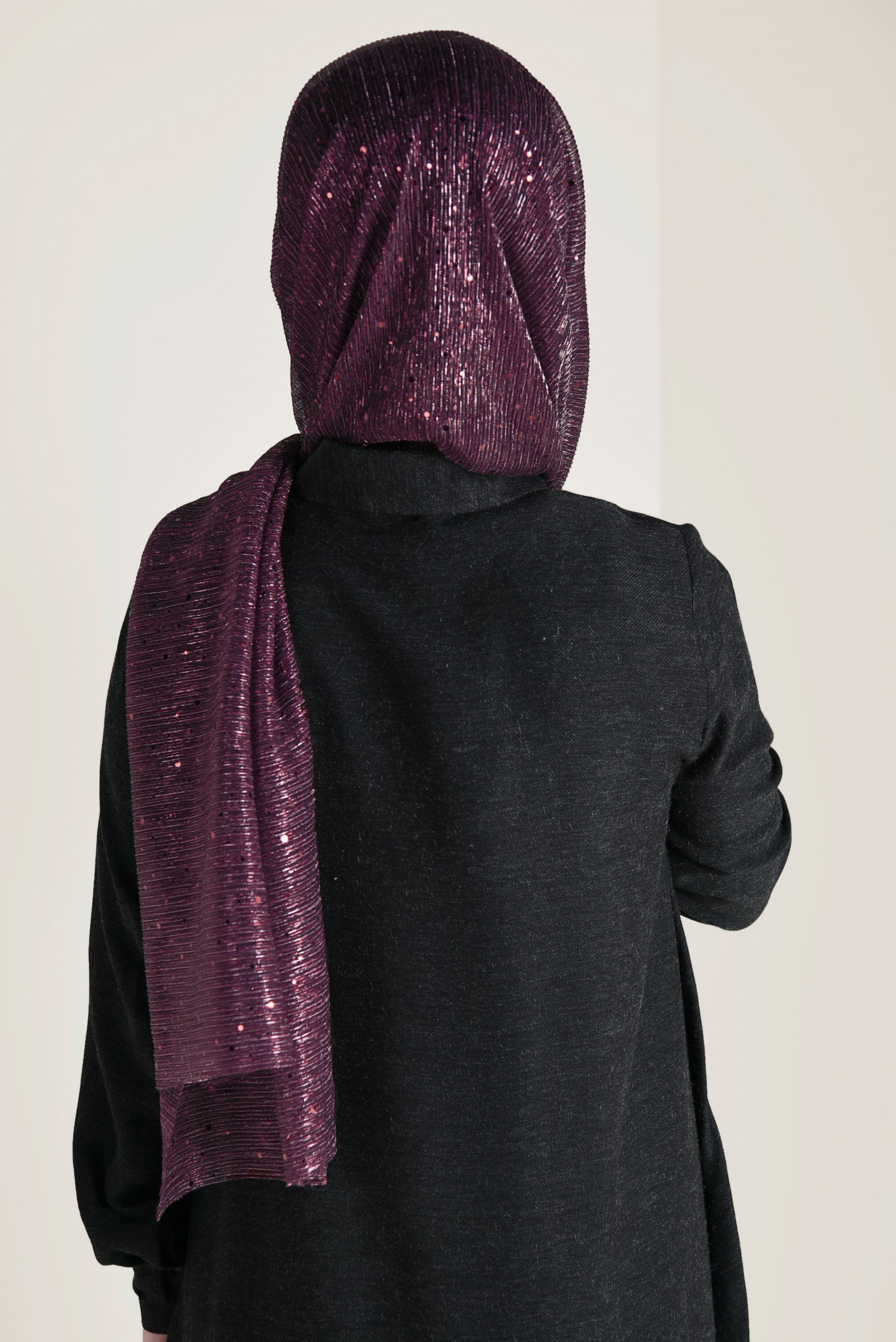 Tesettür giyim BORDO 9921 ALVİNA SİMLİ PULLU ŞAL