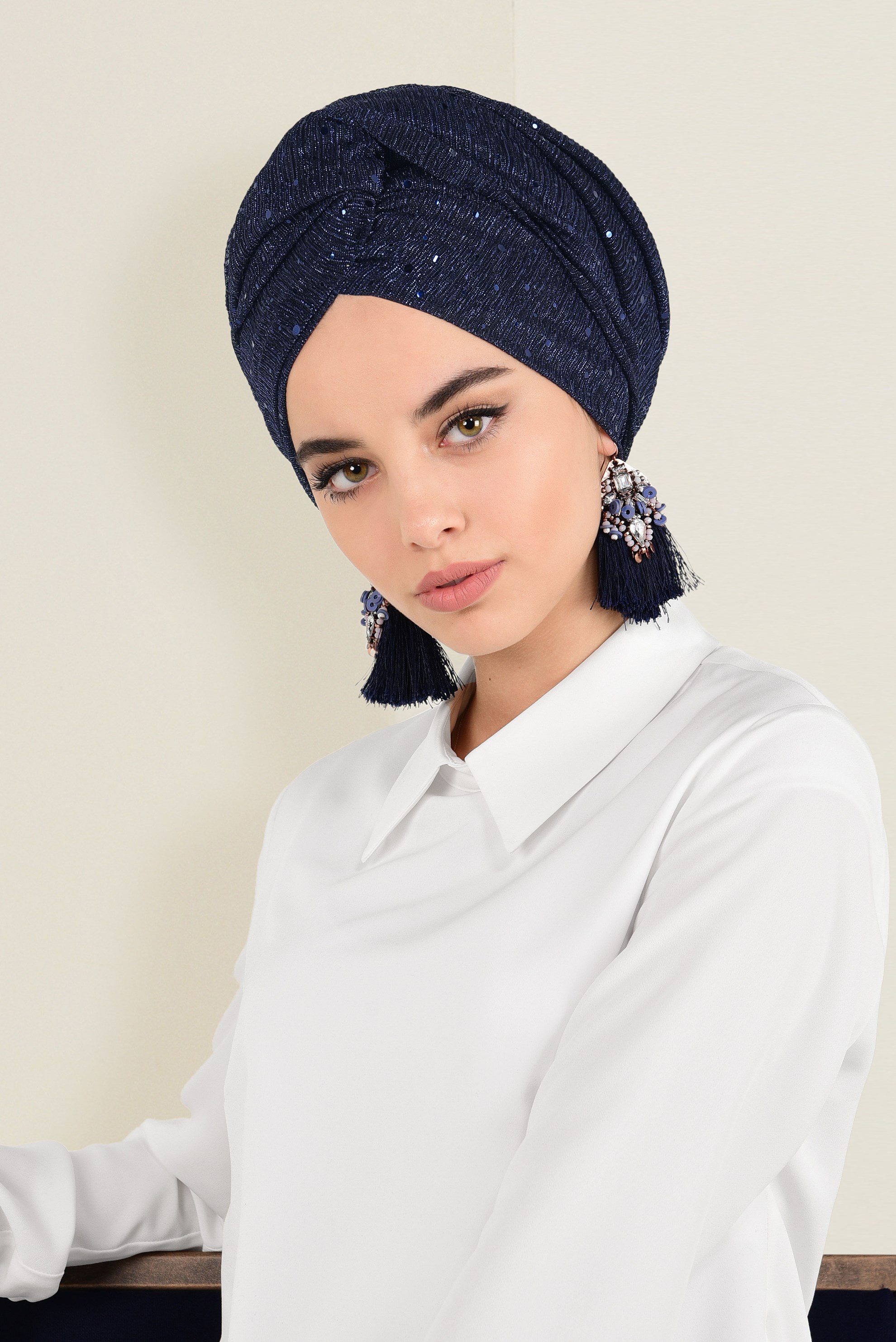 Tesettür giyim LACİVERT 9921 ALVİNA SİMLİ PULLU ŞAL