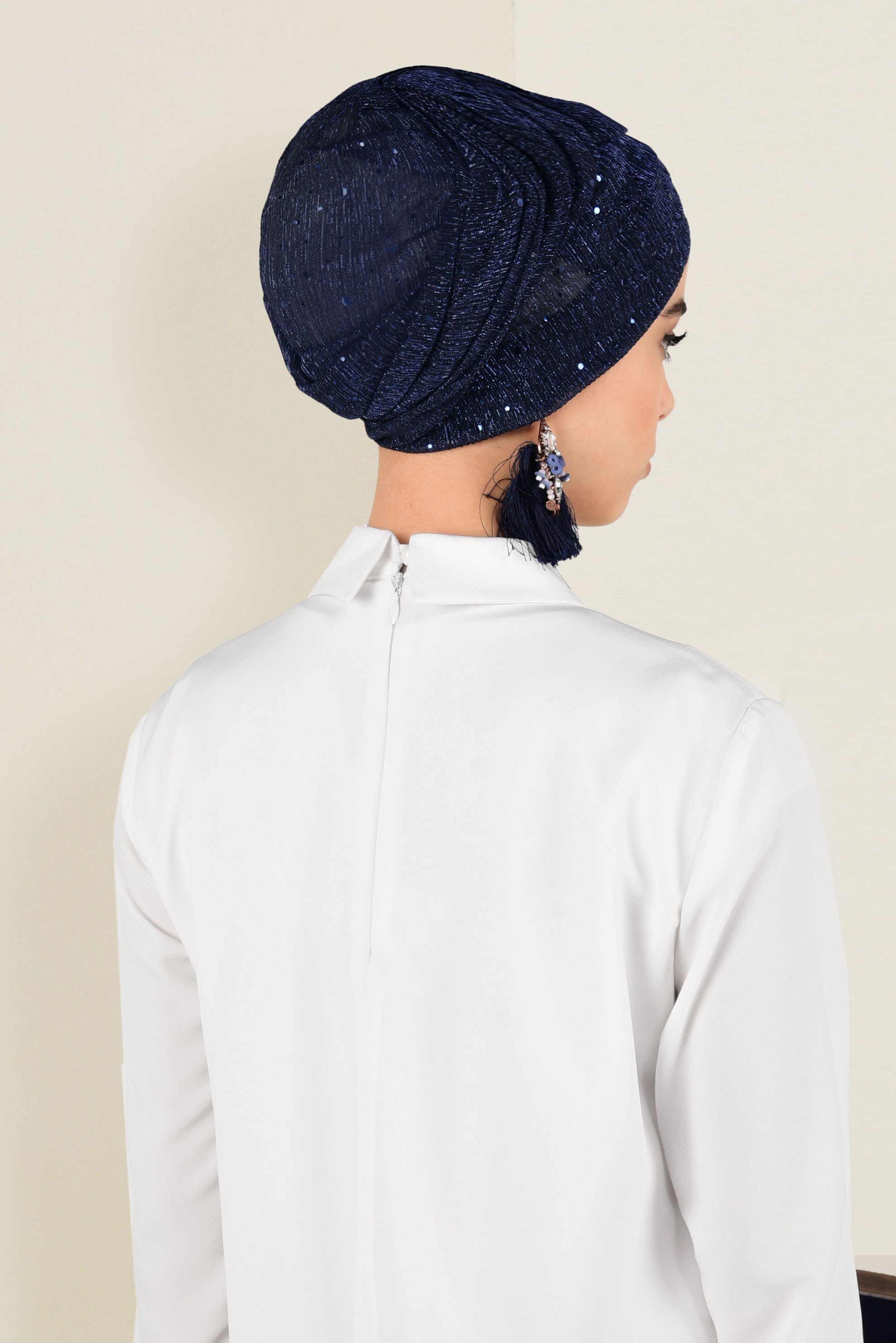 Tesettür giyim LACİVERT 9921 ALVİNA SİMLİ PULLU ŞAL