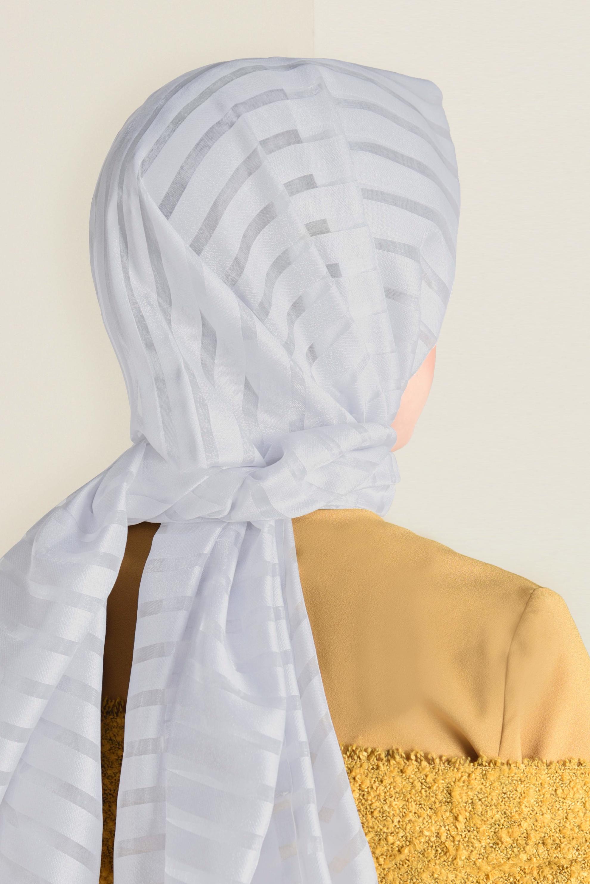 Tesettür giyim GÜMÜŞ 9923 ALVİNA YAKMA ÇİZGİLİ ŞAL