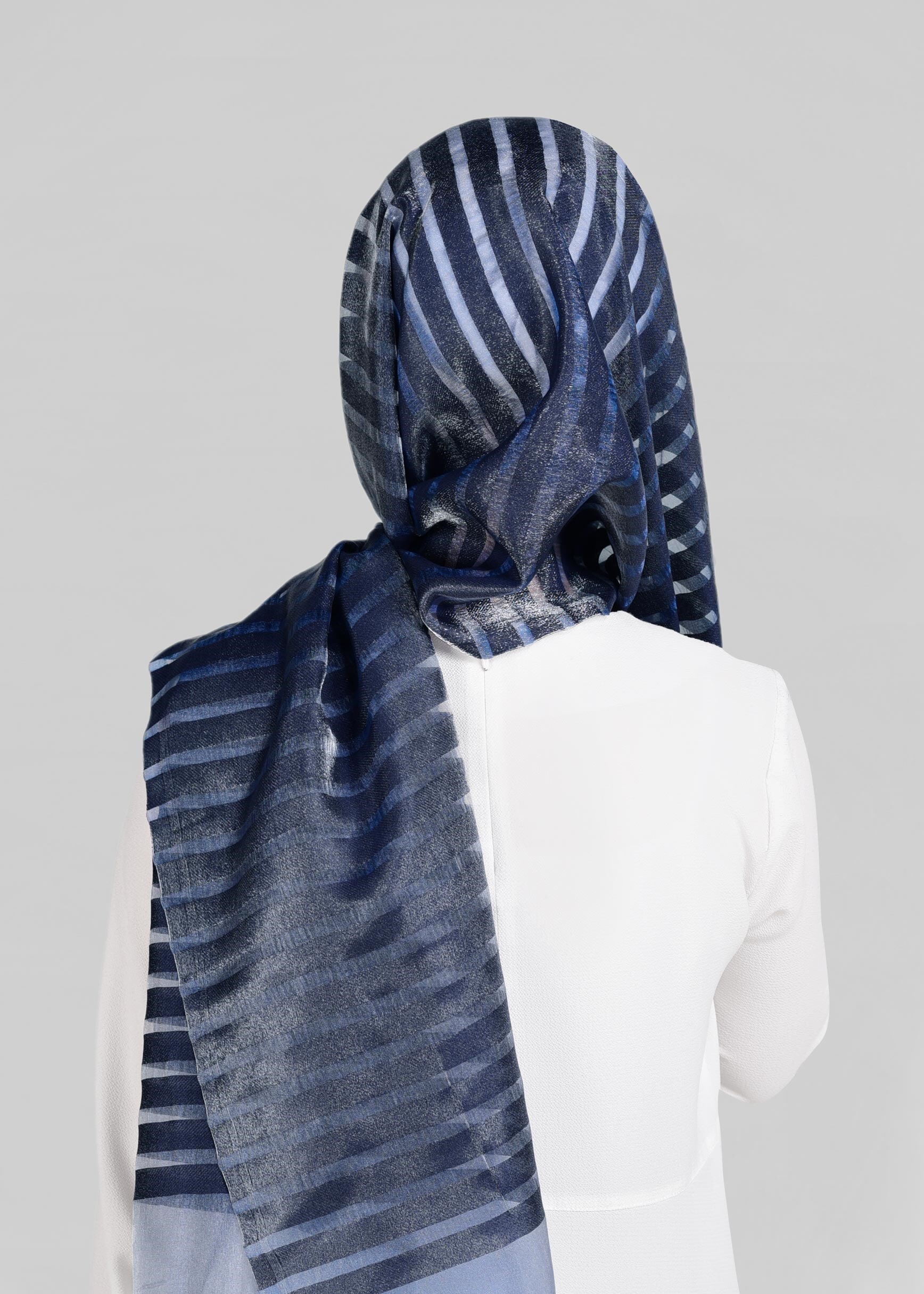 Tesettür giyim LACİVERT 9923 ALVİNA YAKMA ÇİZGİLİ ŞAL