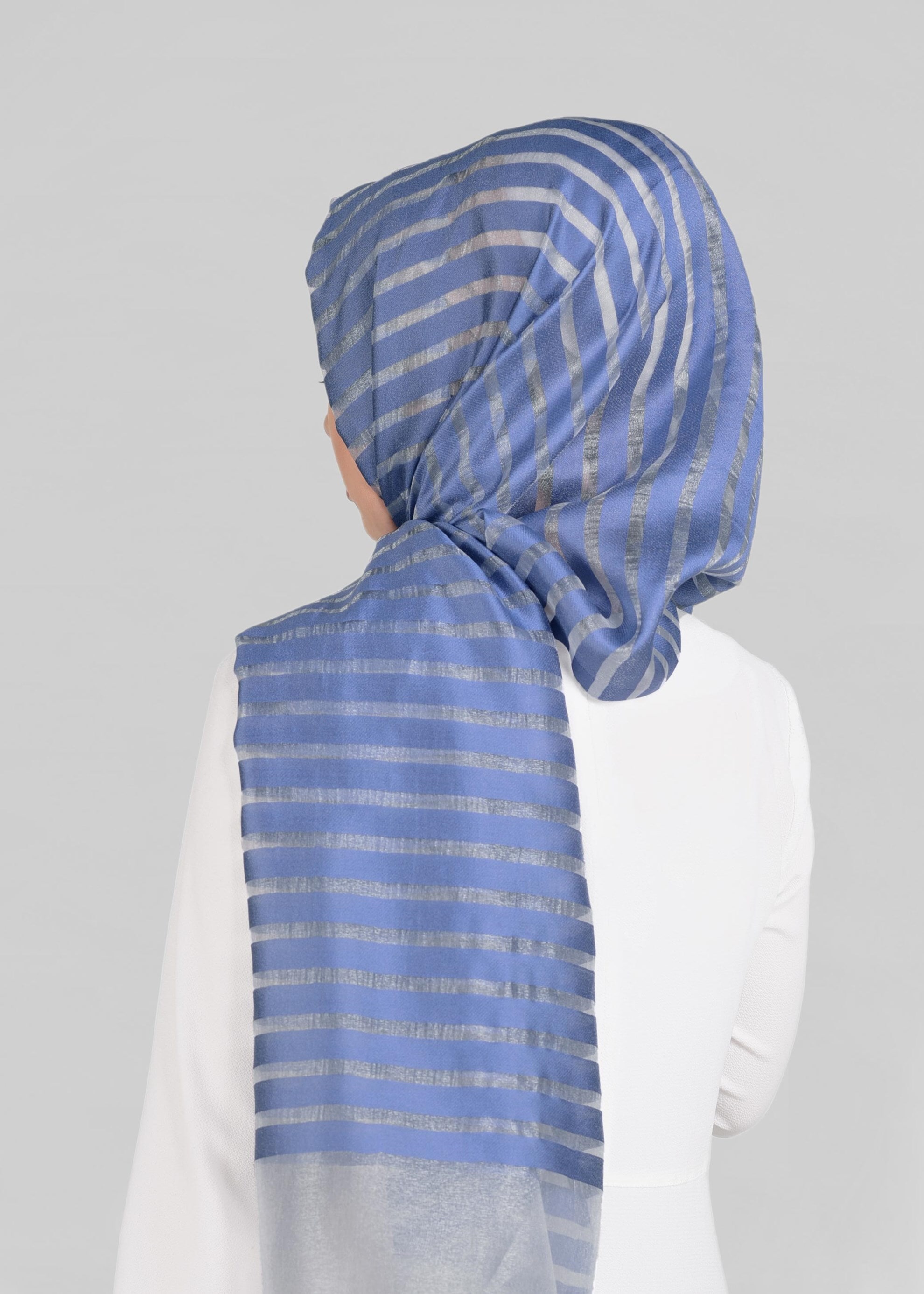 Tesettür giyim LACİVERT 9923 ALVİNA YAKMA ÇİZGİLİ ŞAL