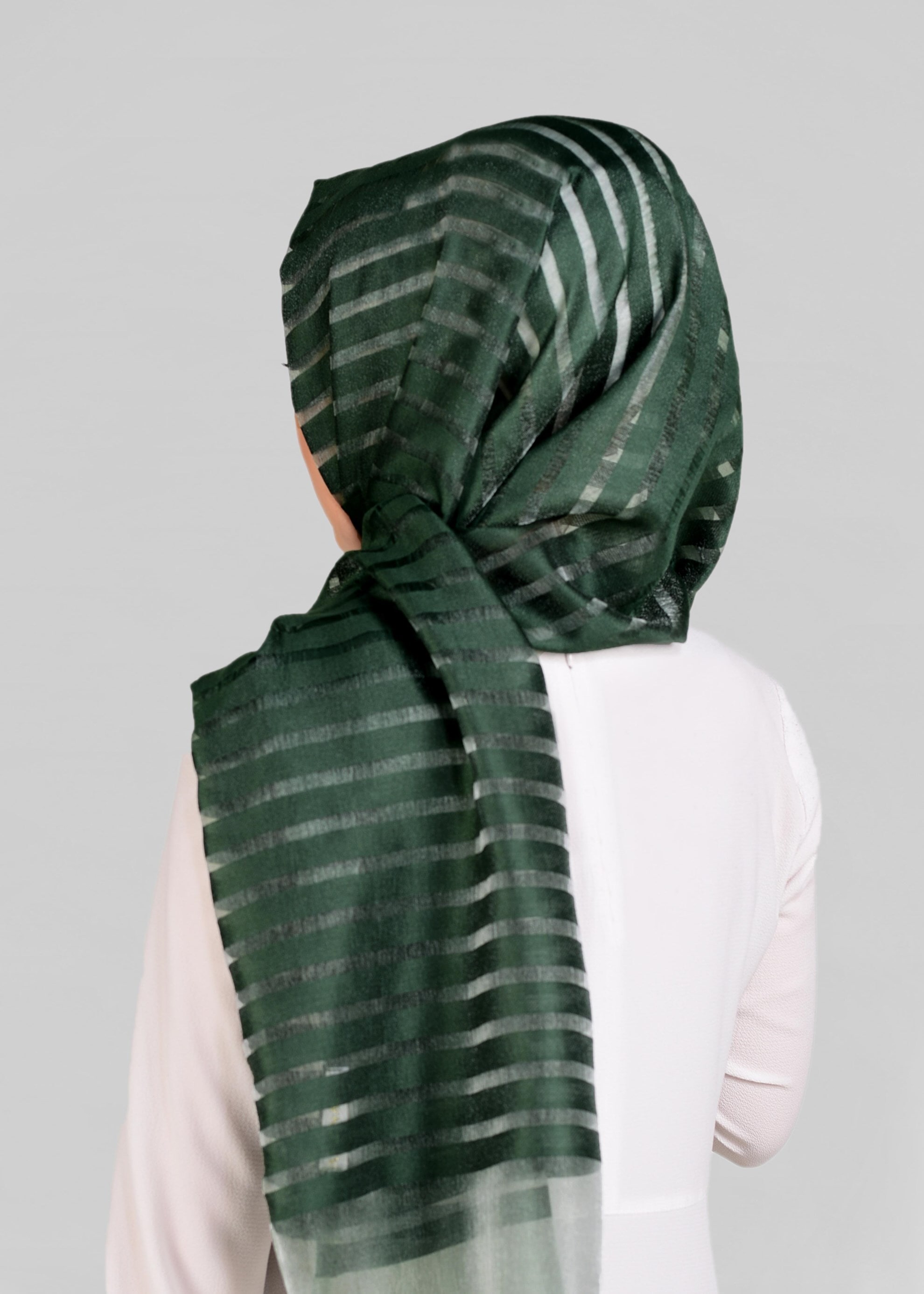 Tesettür giyim YEŞİL 9923 ALVİNA YAKMA ÇİZGİLİ ŞAL