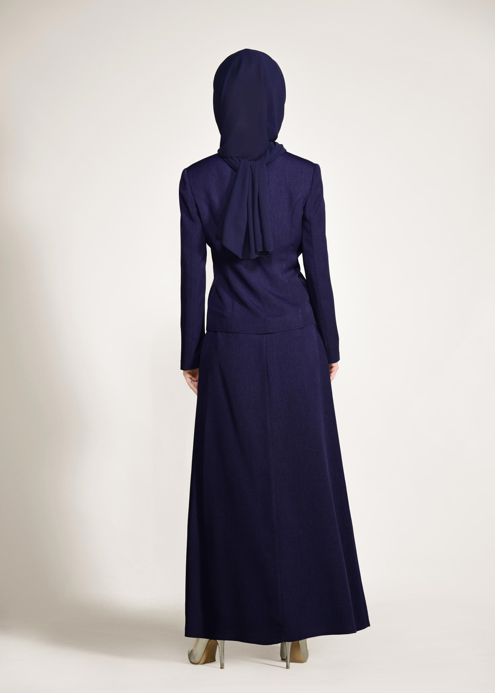 Tesettür giyim LACİVERT CEKETİ TAŞLI 3&prime;LÜ ETEKLİ TAKIM 3441