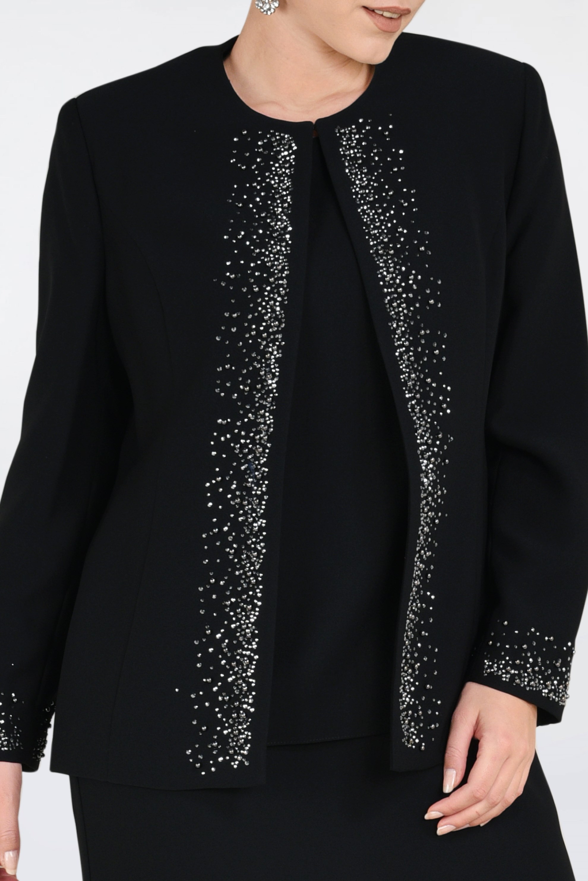 Tesettür giyim SİYAH TAŞ İŞLEMELİ 3′LÜ ETEKLİ TAKIM 3467E