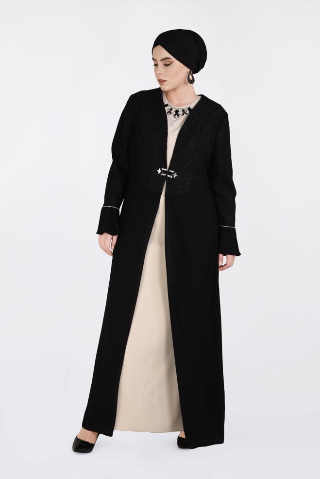 Vêtements hijab NOIR 3414 ALEYNA 2′Lİ ELBİSELİ TAKIM 42/48 TEK44 - ALVİNA