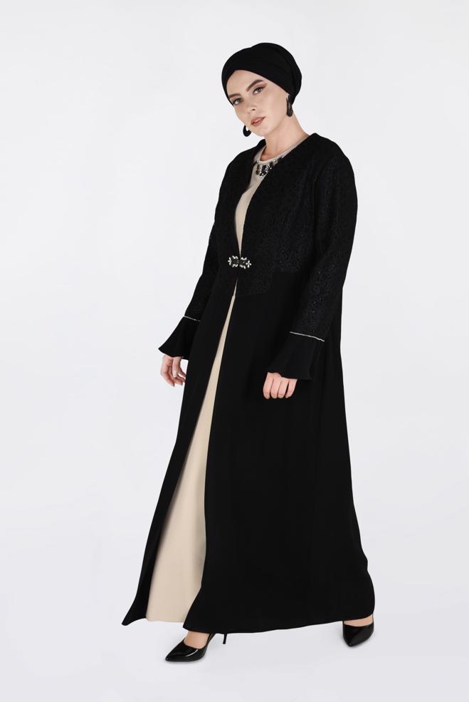 Vêtements hijab NOIR 3414 ALEYNA 2′Lİ ELBİSELİ TAKIM 42/48 TEK44 - ALVİNA