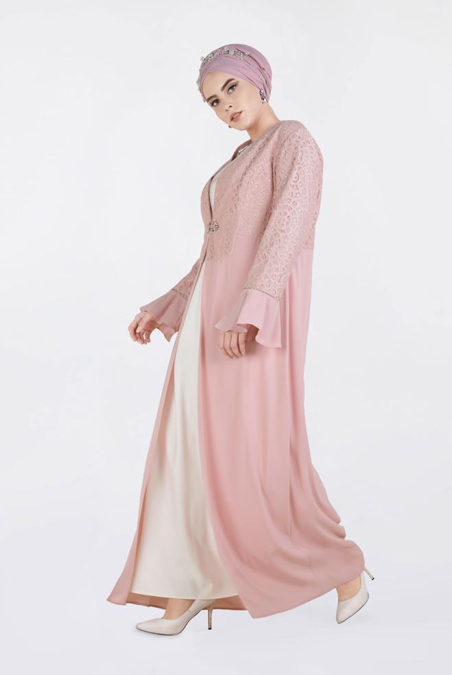 Vêtements hijab POUDRE 3414 ALEYNA 2′Lİ ELBİSELİ TAKIM 42/48 TEK44 - ALVİNA