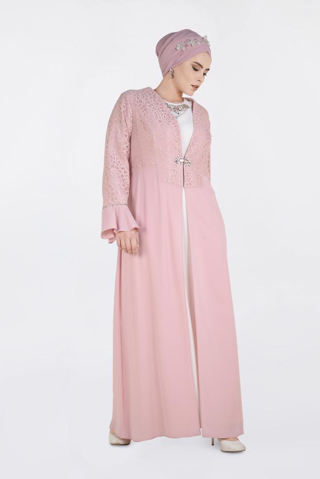 Vêtements hijab POUDRE 3414 ALEYNA 2′Lİ ELBİSELİ TAKIM 42/48 TEK44 - ALVİNA