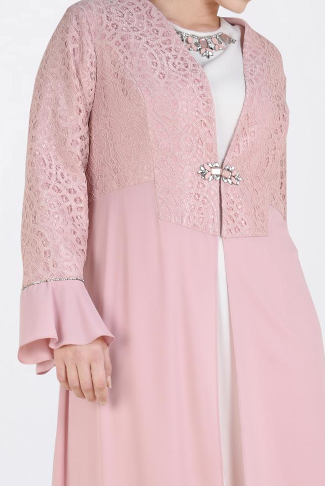 Vêtements hijab POUDRE 3414 ALEYNA 2′Lİ ELBİSELİ TAKIM 42/48 TEK44 - ALVİNA