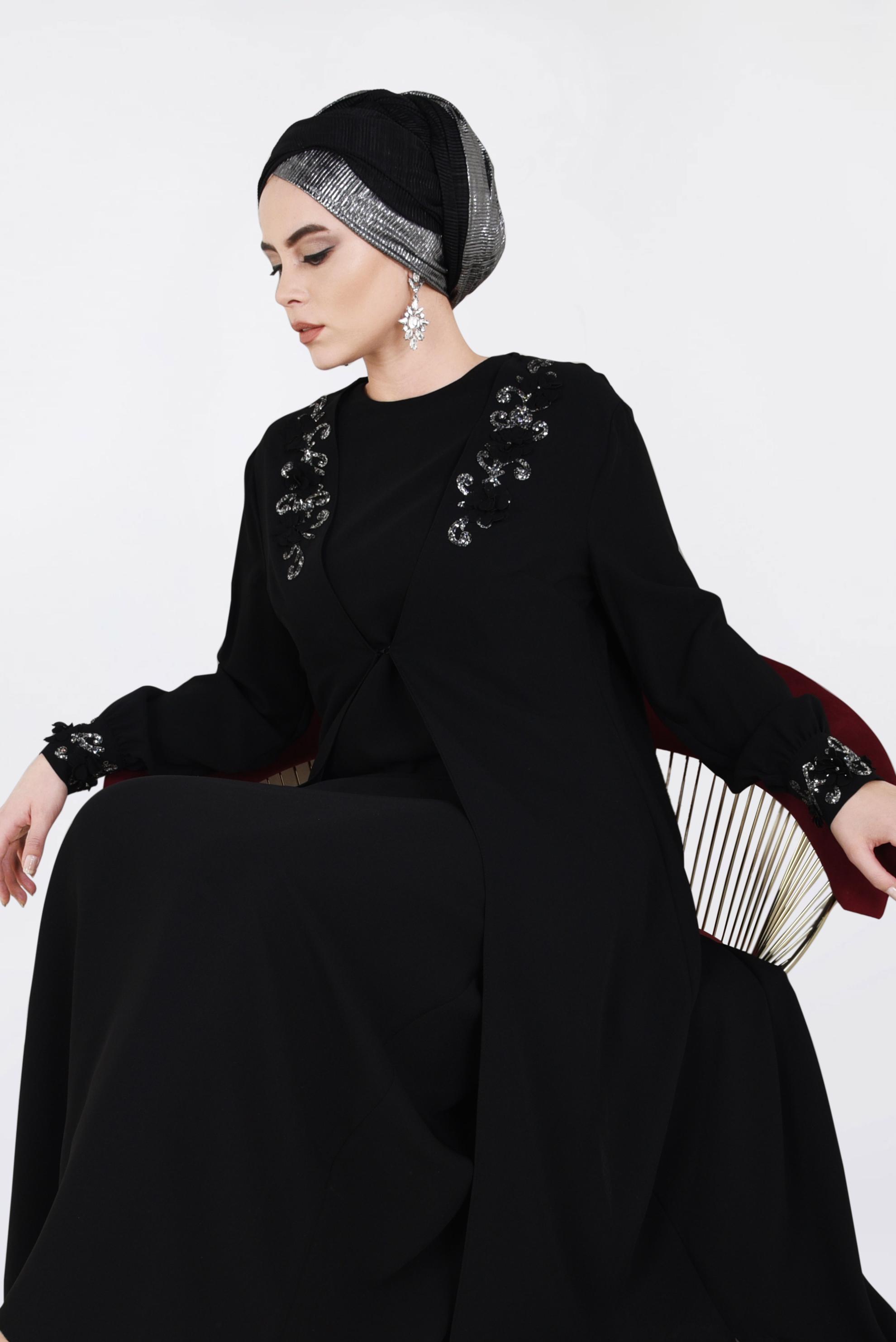Hijab clothing BLACK 3417 NİL CREP 2′Lİ ELB.TAKIM 44/50 TEK46