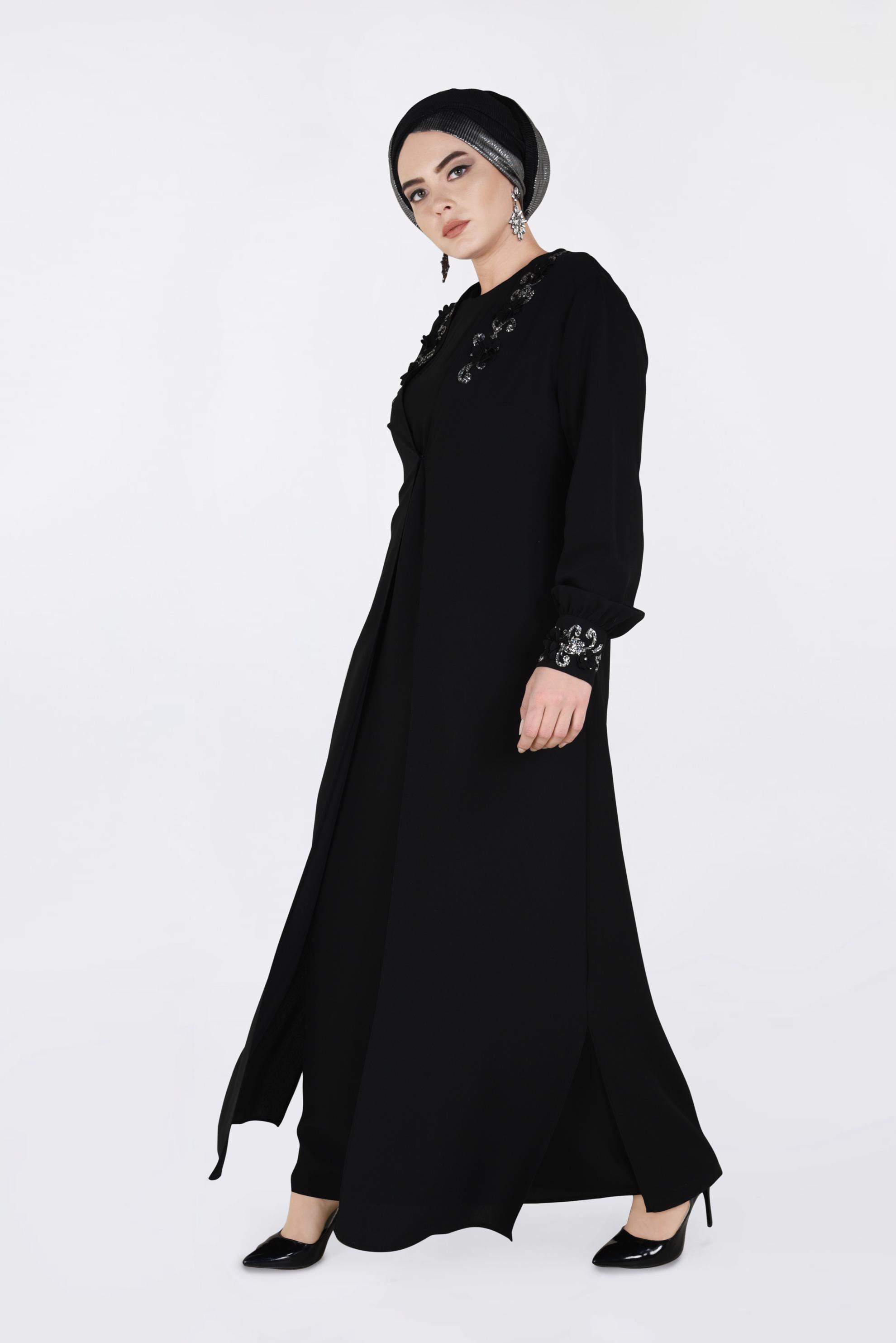 Hijab clothing BLACK 3417 NİL CREP 2′Lİ ELB.TAKIM 44/50 TEK46