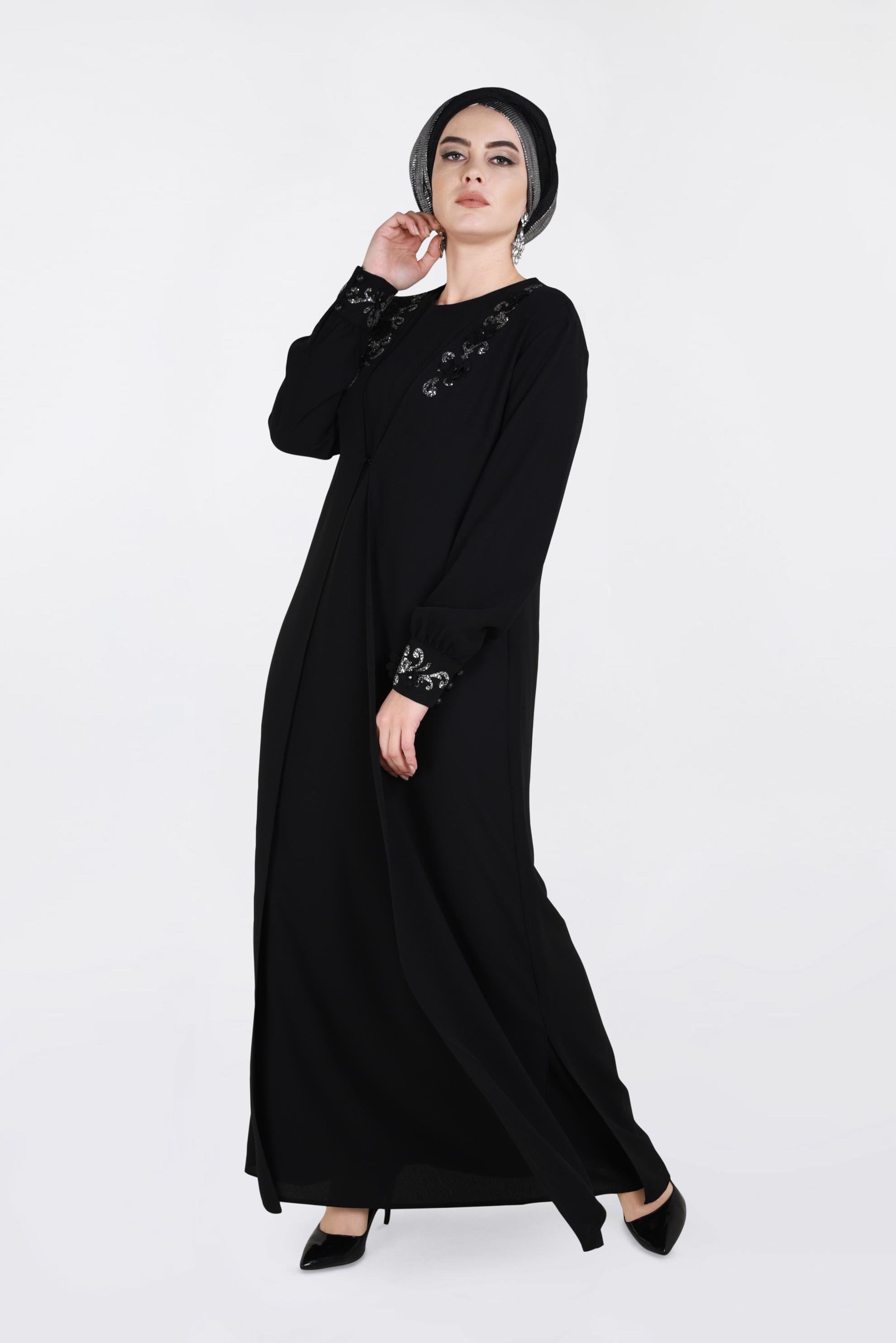 Hijab clothing BLACK 3417 NİL CREP 2′Lİ ELB.TAKIM 44/50 TEK46