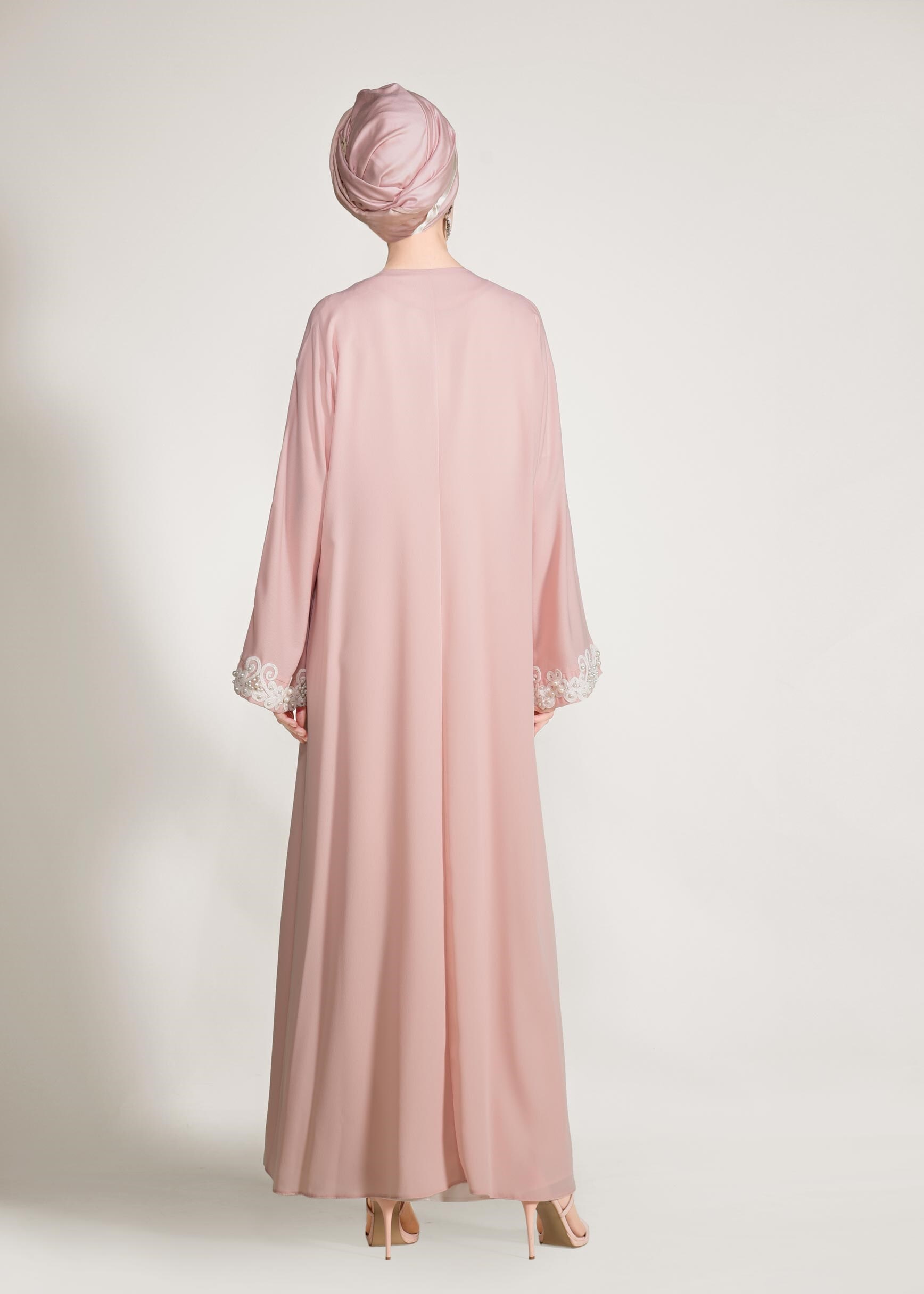 Tesettür giyim PUDRA GÜPÜRLÜ SALAŞ 2′Lİ ELBİSELİ TAKIM 3428