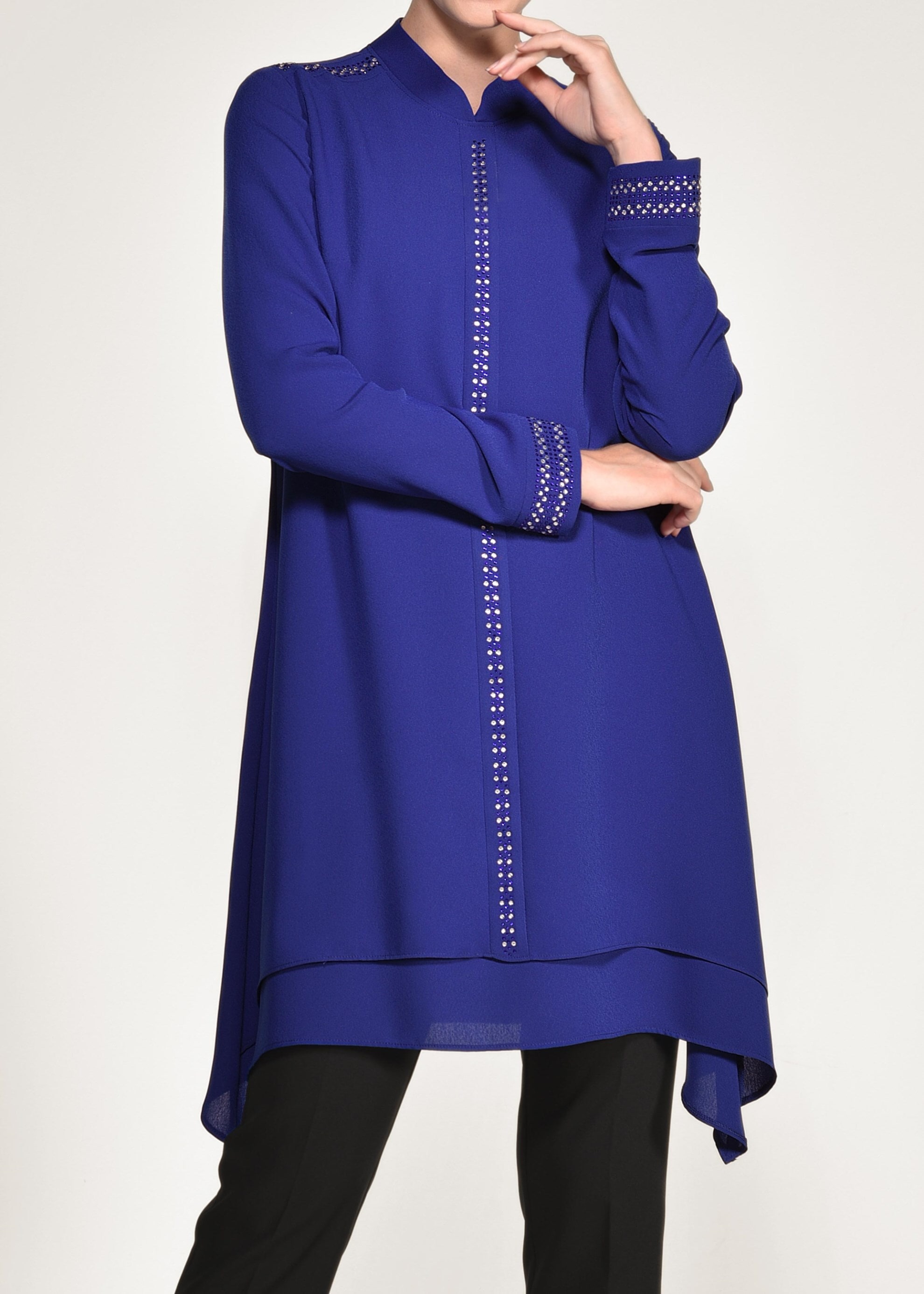 Tesettür giyim LACİVERT TAŞ BASKILI 2&prime;Lİ PANTOLON TAKIM 3408