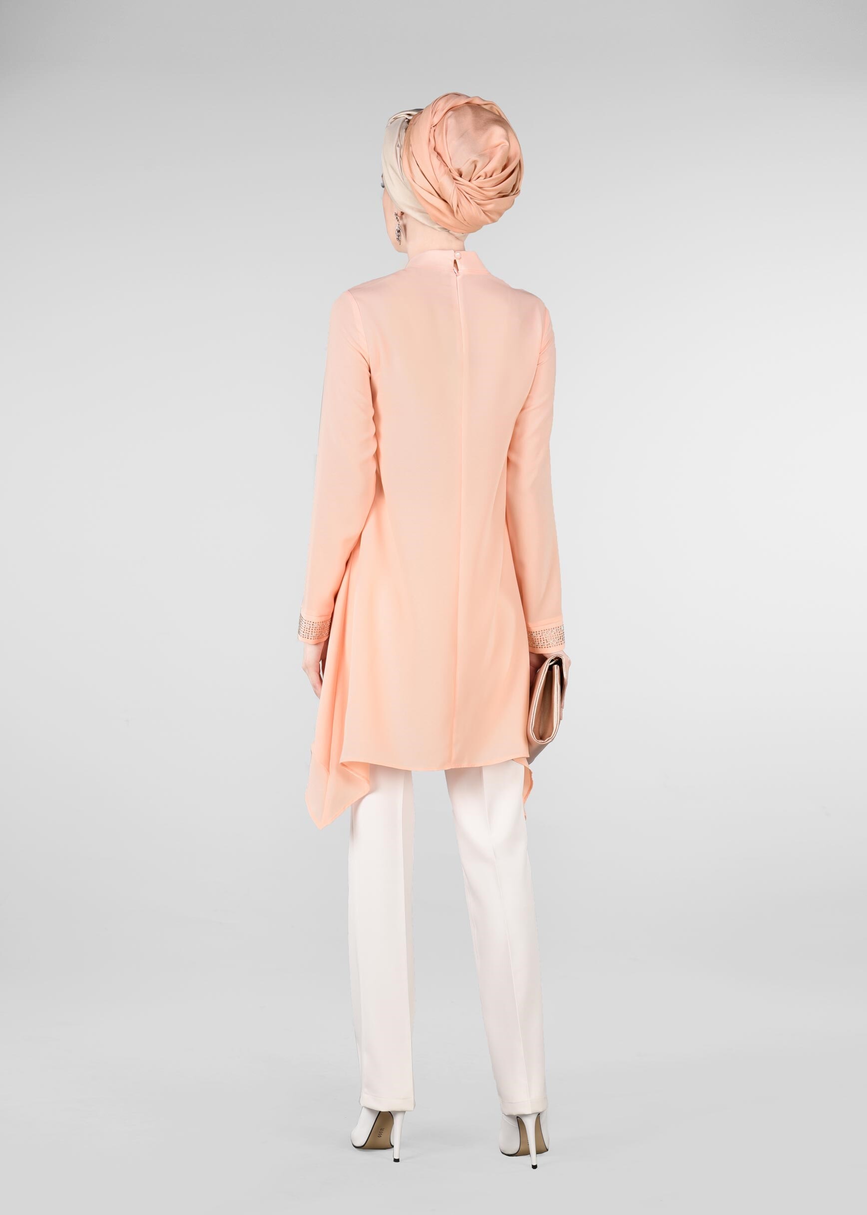 Tesettür giyim PUDRA TAŞ BASKILI 2&prime;Lİ PANTOLON TAKIM 3408