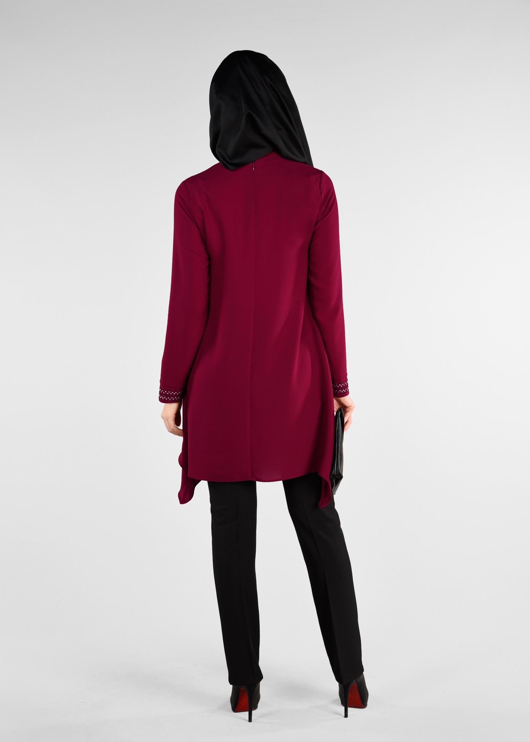 Tesettür giyim MOR TAŞ BASKILI 2&prime;Lİ PANTOLON TAKIM 3408