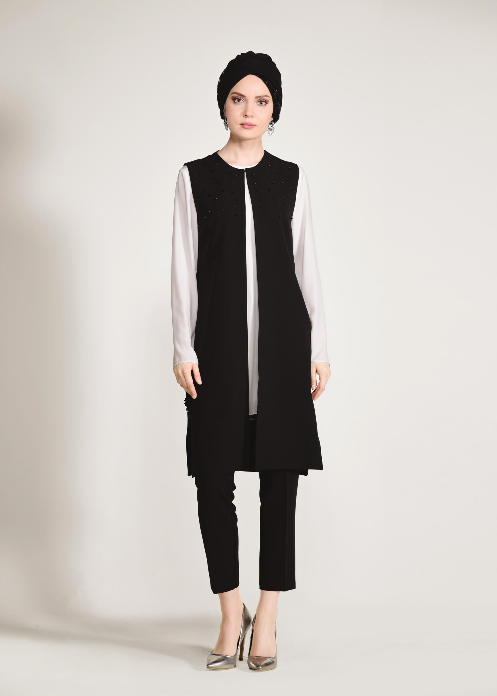 Tesettür giyim SİYAH 3448P ZADE 3&prime;LÜ PANT.TAKIM 38/44 TEK40