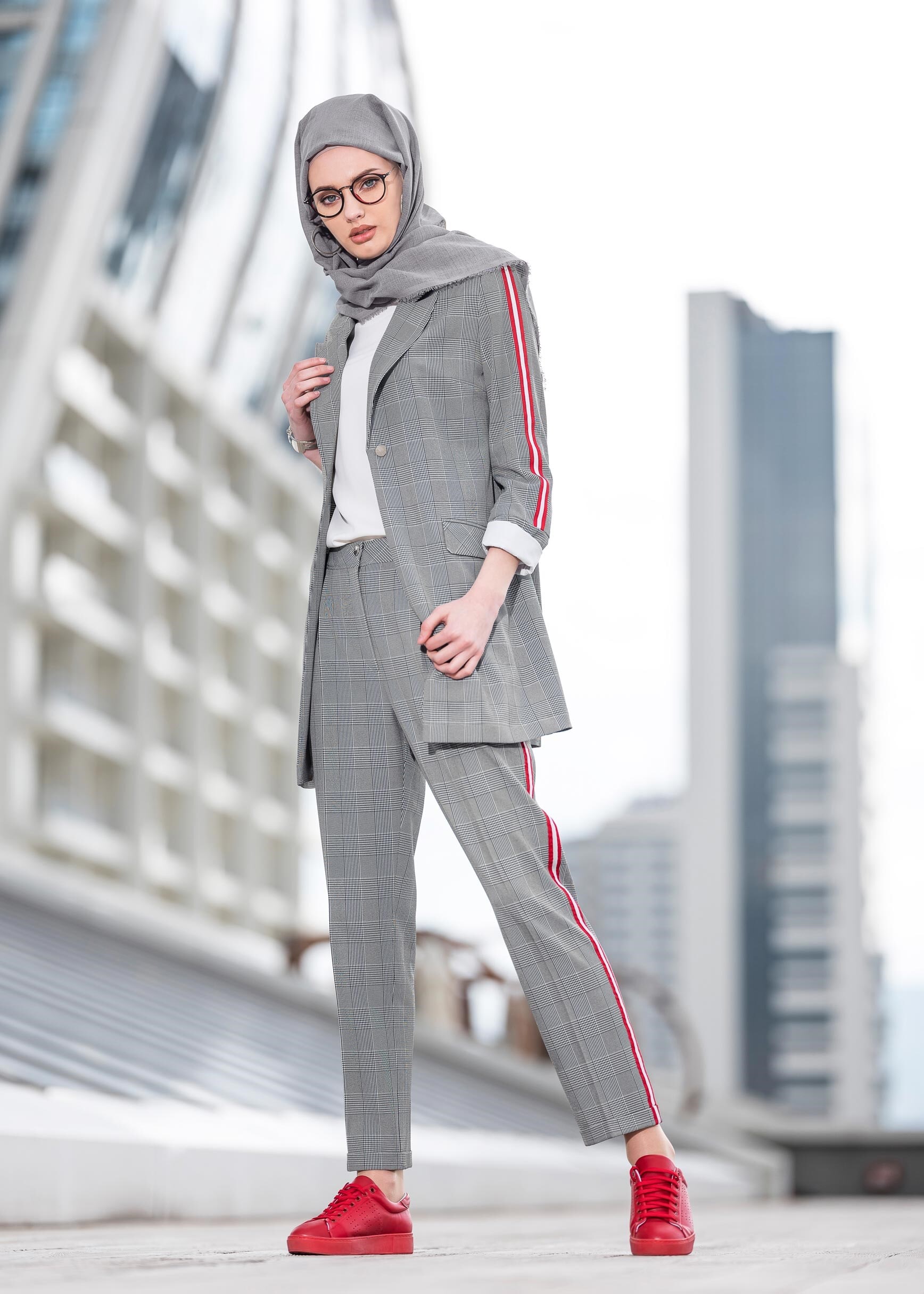 Tesettür giyim SİYAH 4159 DOUBLE EKOSE 2&prime;Lİ PANT.TAKIM 36/42