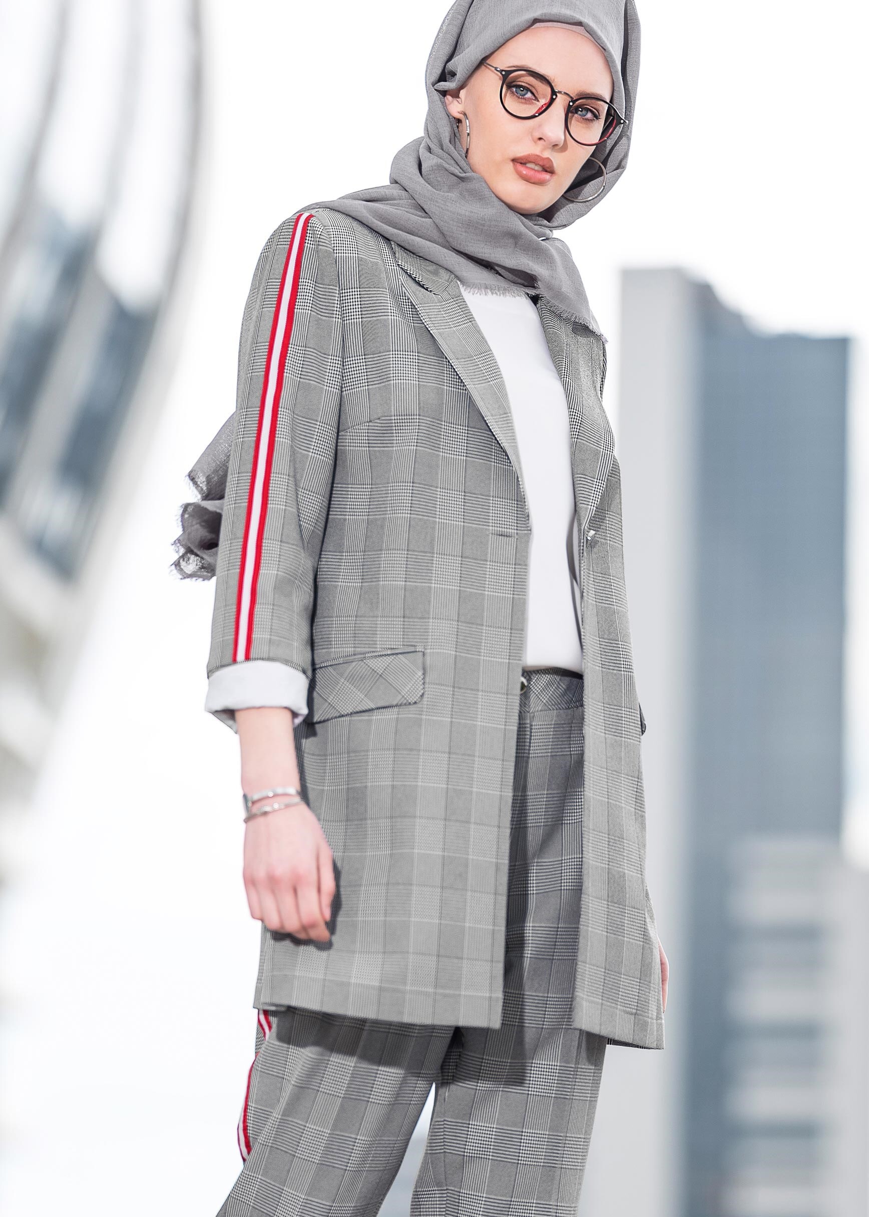 Tesettür giyim SİYAH 4159 DOUBLE EKOSE 2&prime;Lİ PANT.TAKIM 36/42