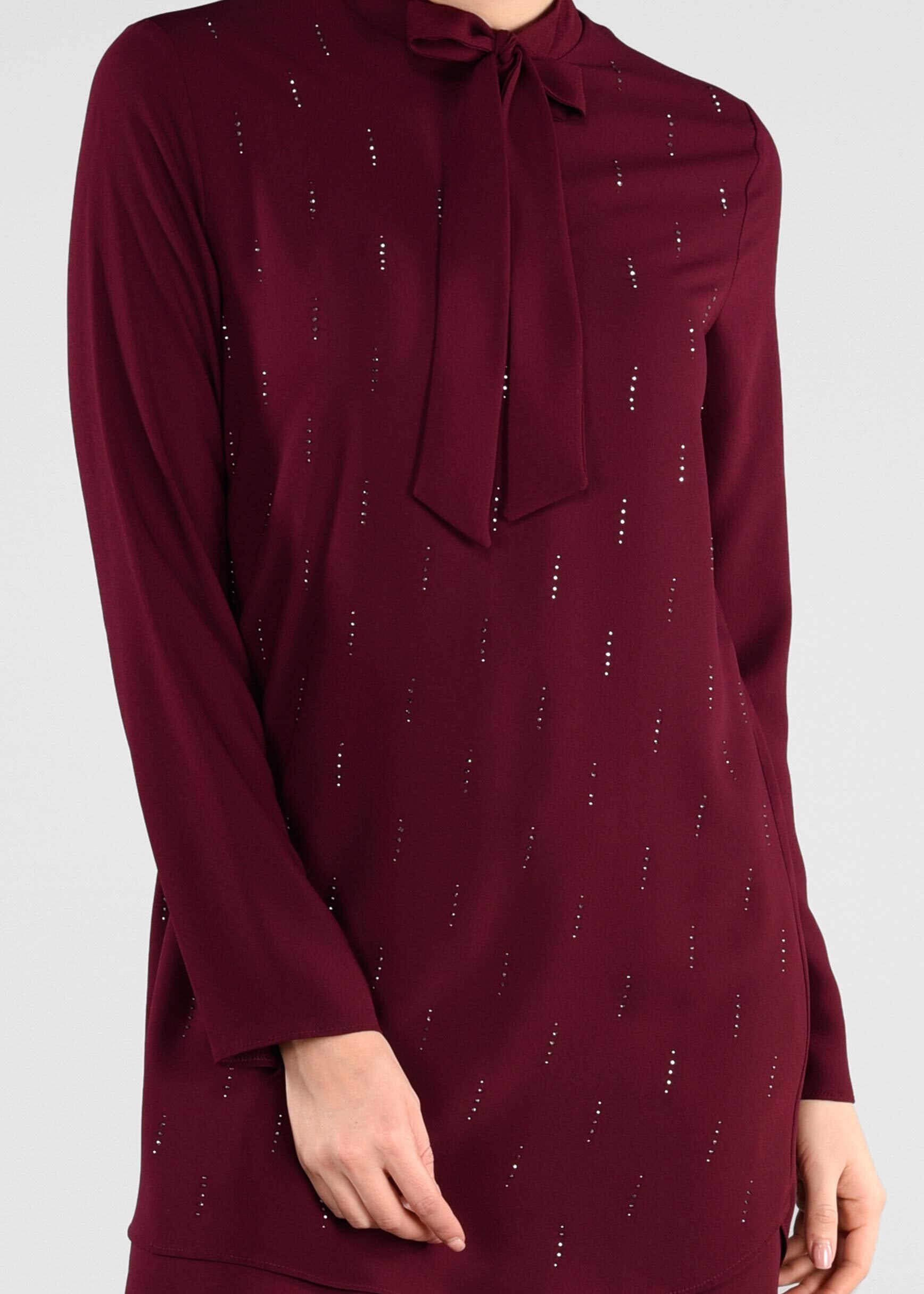 Tesettür giyim MÜRDÜM TAŞ BASKILI 2&prime;Lİ PANTOLONLU TAKIM 4960