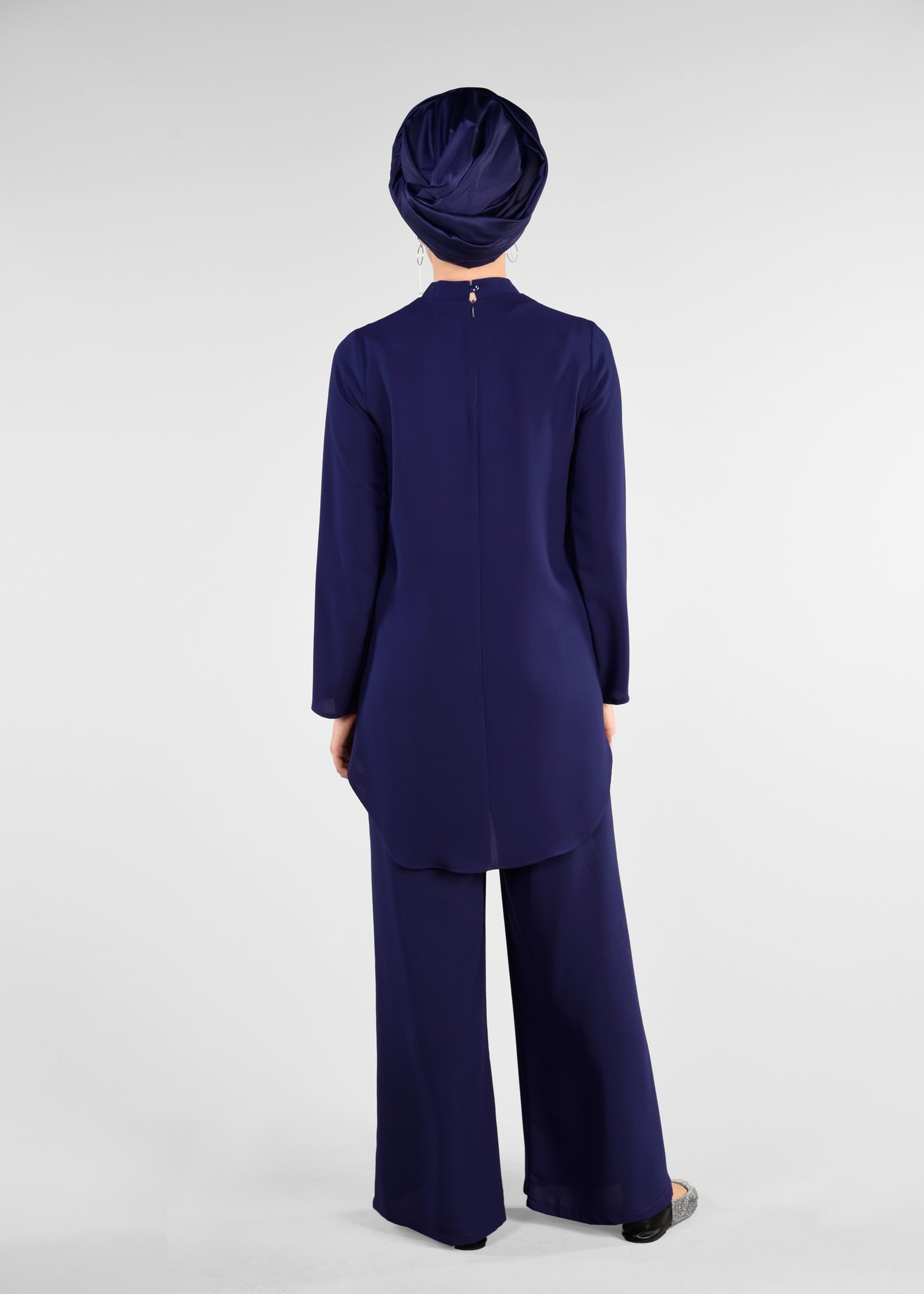 Tesettür giyim LACİVERT TAŞ BASKILI 2&prime;Lİ PANTOLONLU TAKIM 4960