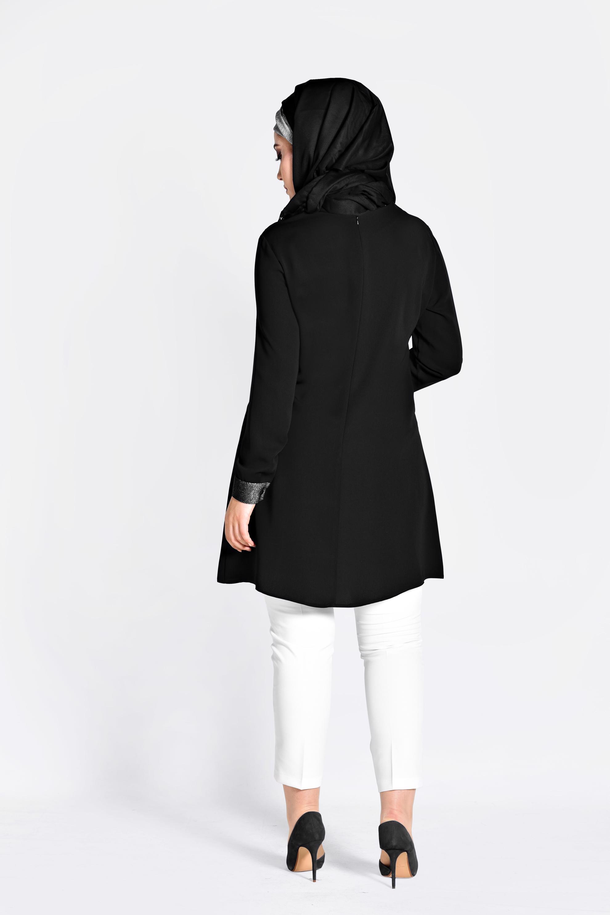 Tesettür giyim SİYAH TAŞ BASKILI TUNİK 2821