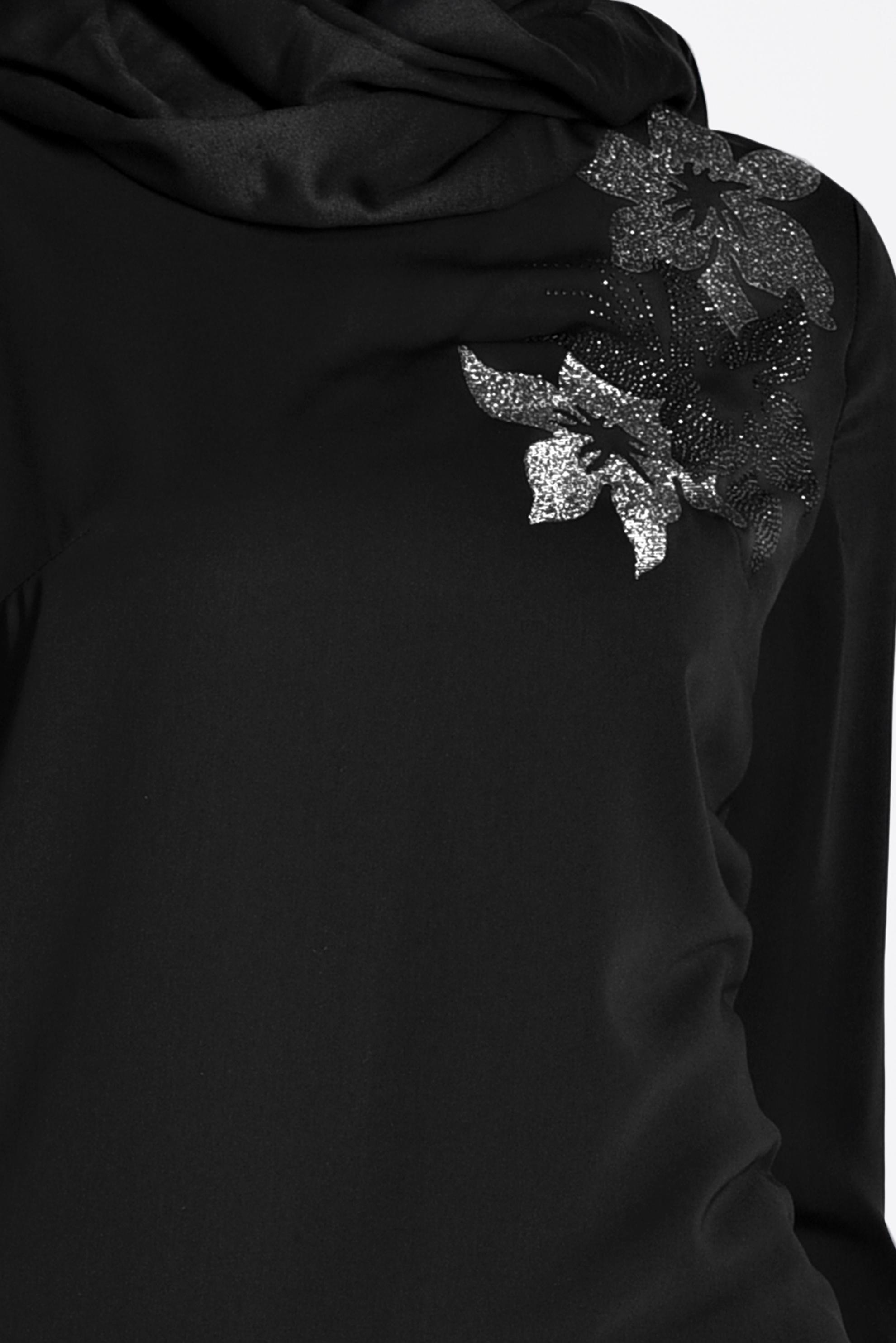 Tesettür giyim SİYAH TAŞ BASKILI TUNİK 2821