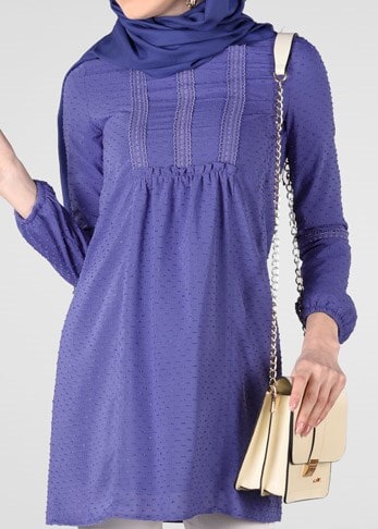 Tesettür giyim LACİVERT DOKULU TUNİK 4027