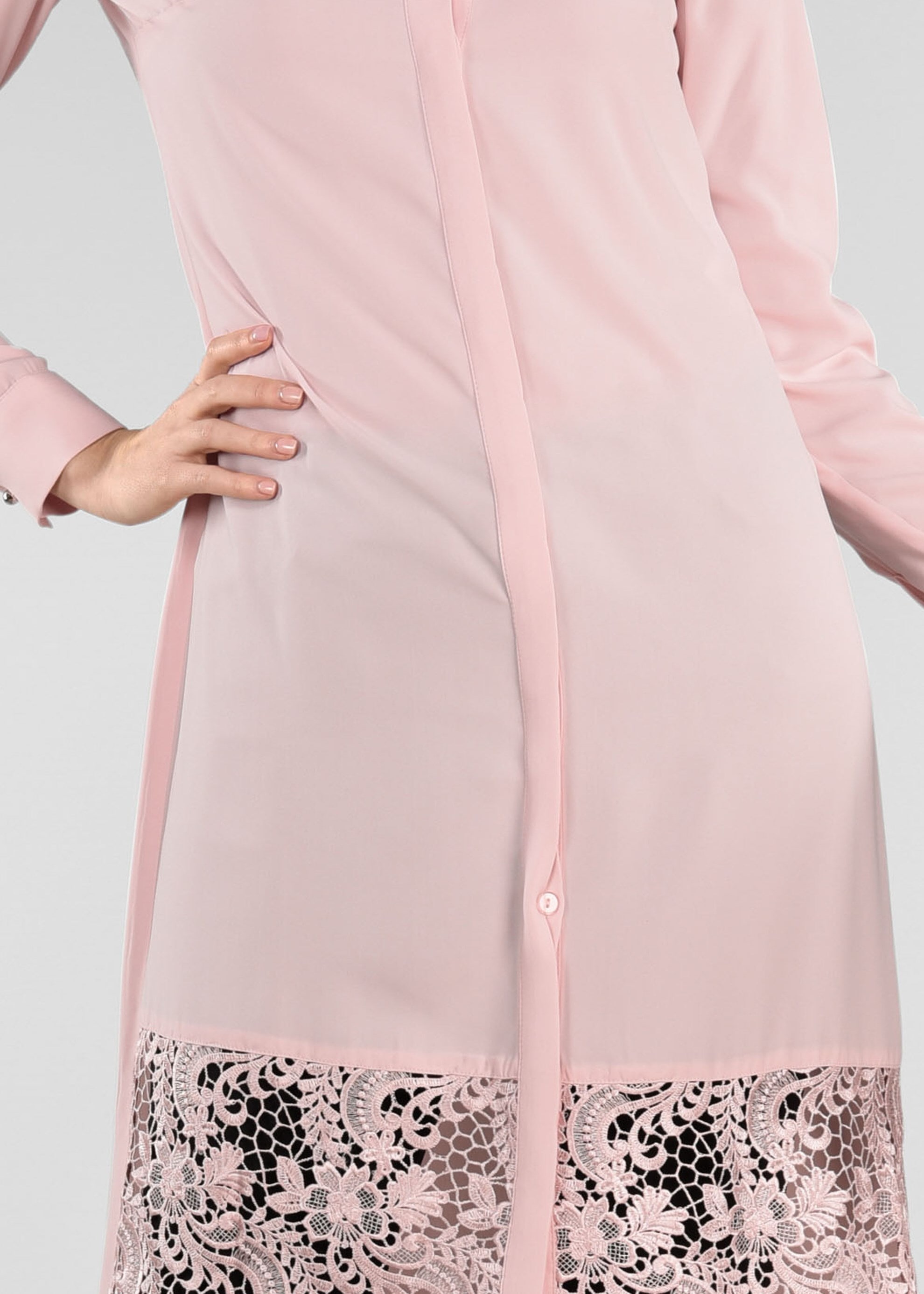 Tesettür giyim PUDRA ETEK UCU DANTELLİ TUNİK 4044