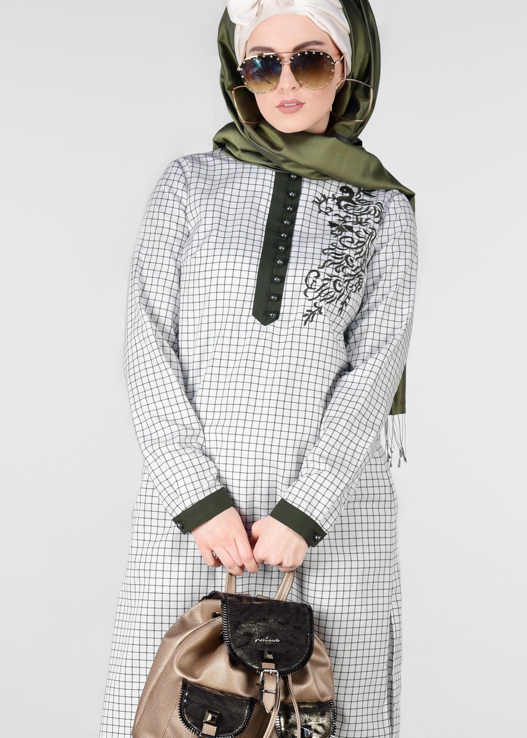 Tesettür giyim EKRU 4059 4313 TUNİK 38/46 TEK40