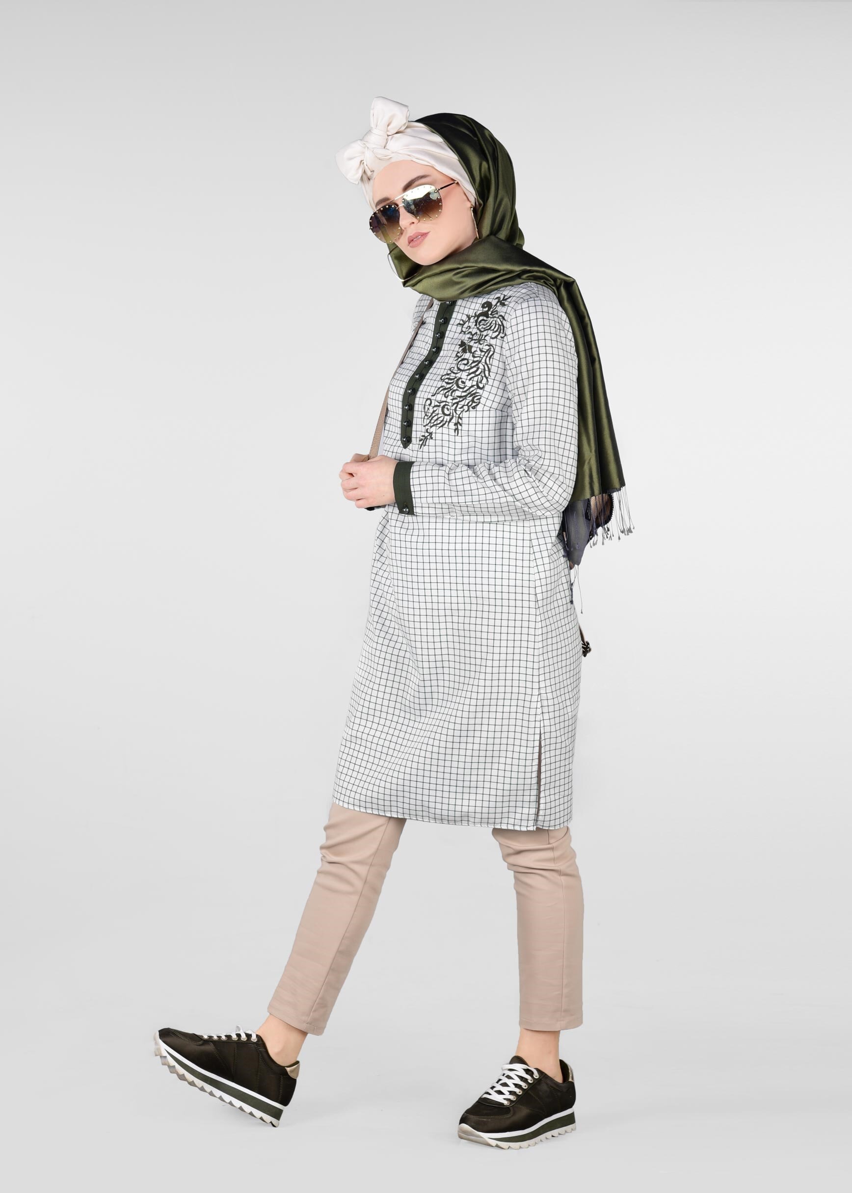 Tesettür giyim EKRU 4059 4313 TUNİK 38/46 TEK40