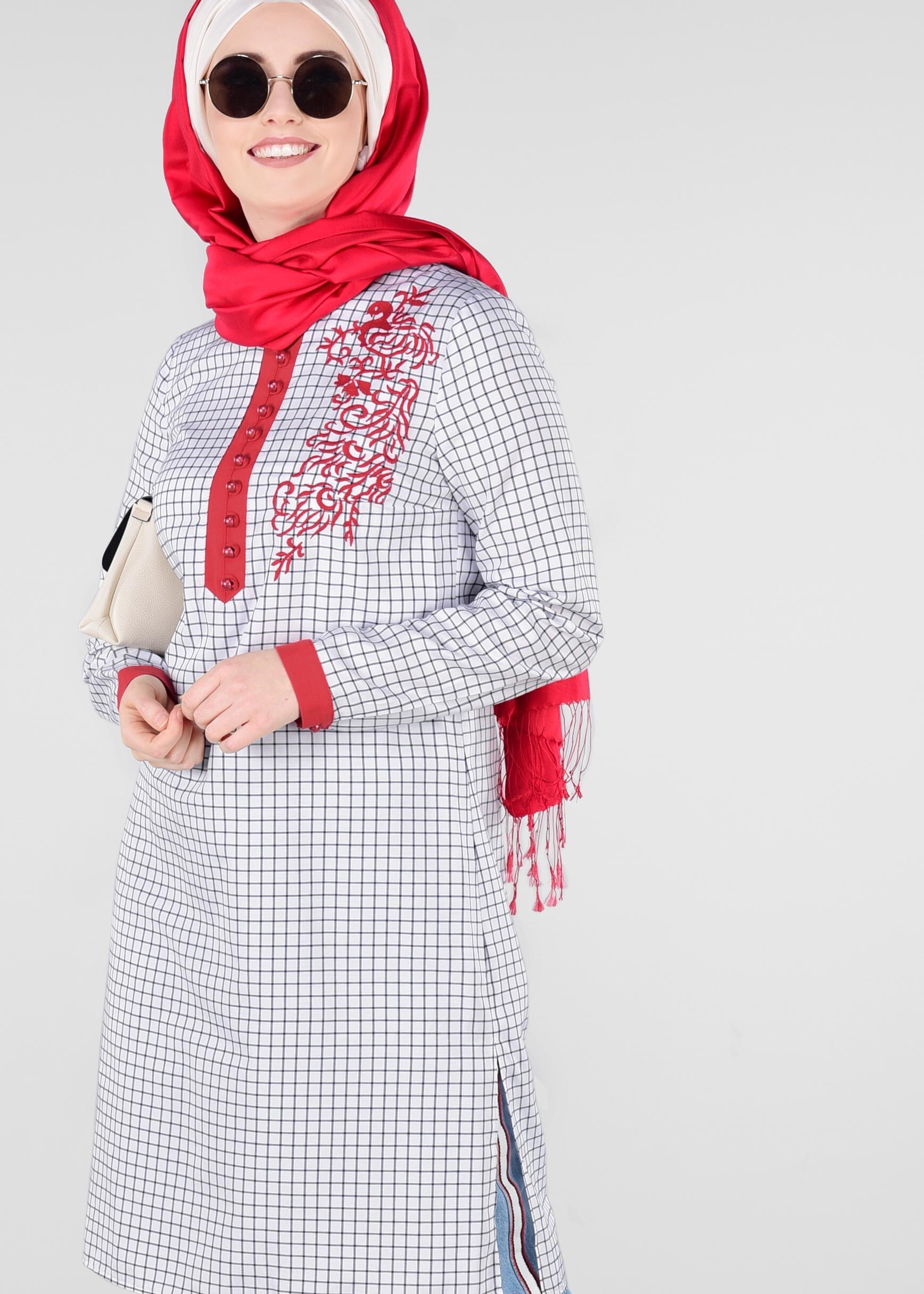 Tesettür giyim EKRU 4059 4313 TUNİK 38/46 TEK40