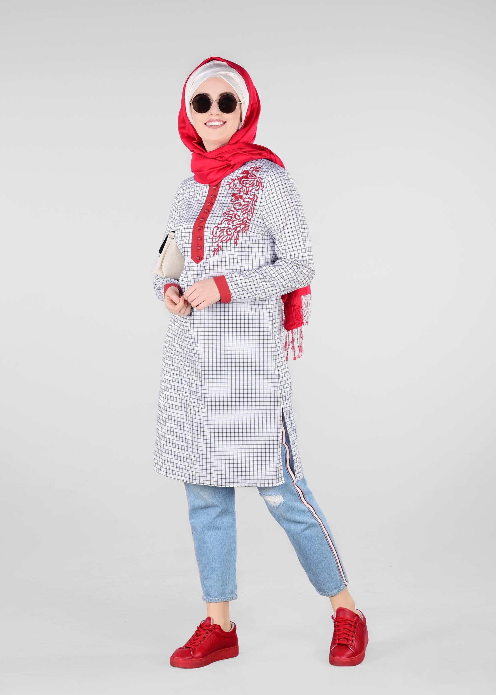 Tesettür giyim EKRU 4059 4313 TUNİK 38/46 TEK40